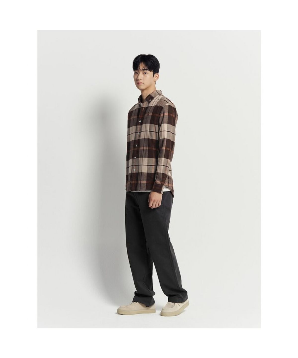 빈폴 멘(BEANPOLE MEN) 브러쉬드 트윌 빅 체크 셔츠  브라운