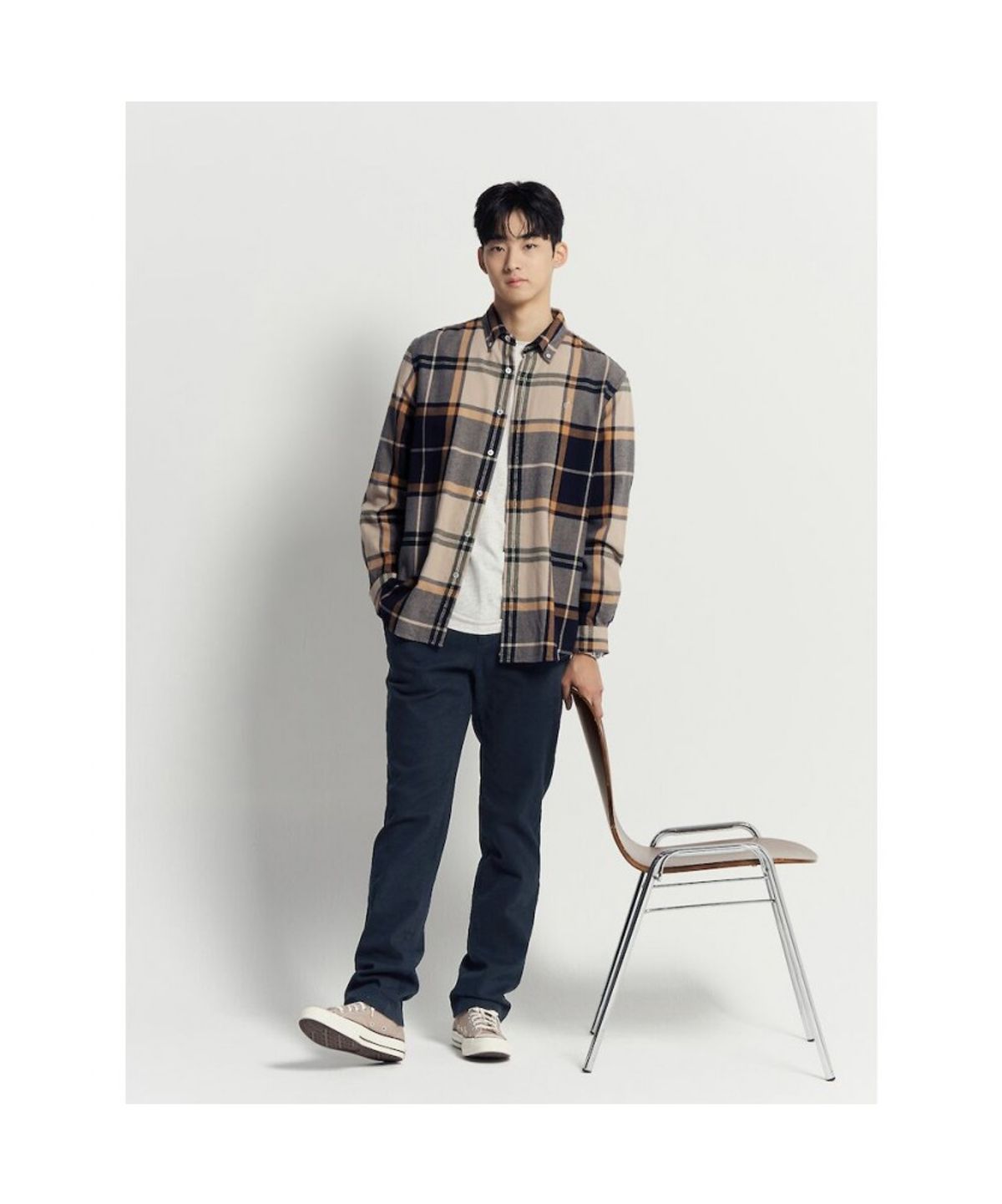 빈폴 멘(BEANPOLE MEN) 10수 트윌 스탠다드핏 팬츠  네이비