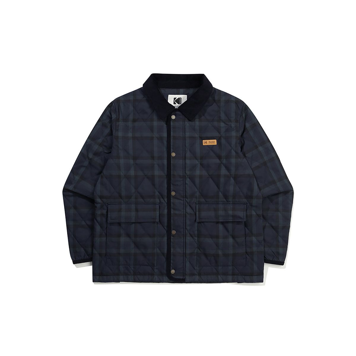 코닥(KODAK) 씨네프레임 체크 경량 퀼팅 자켓 NAVY