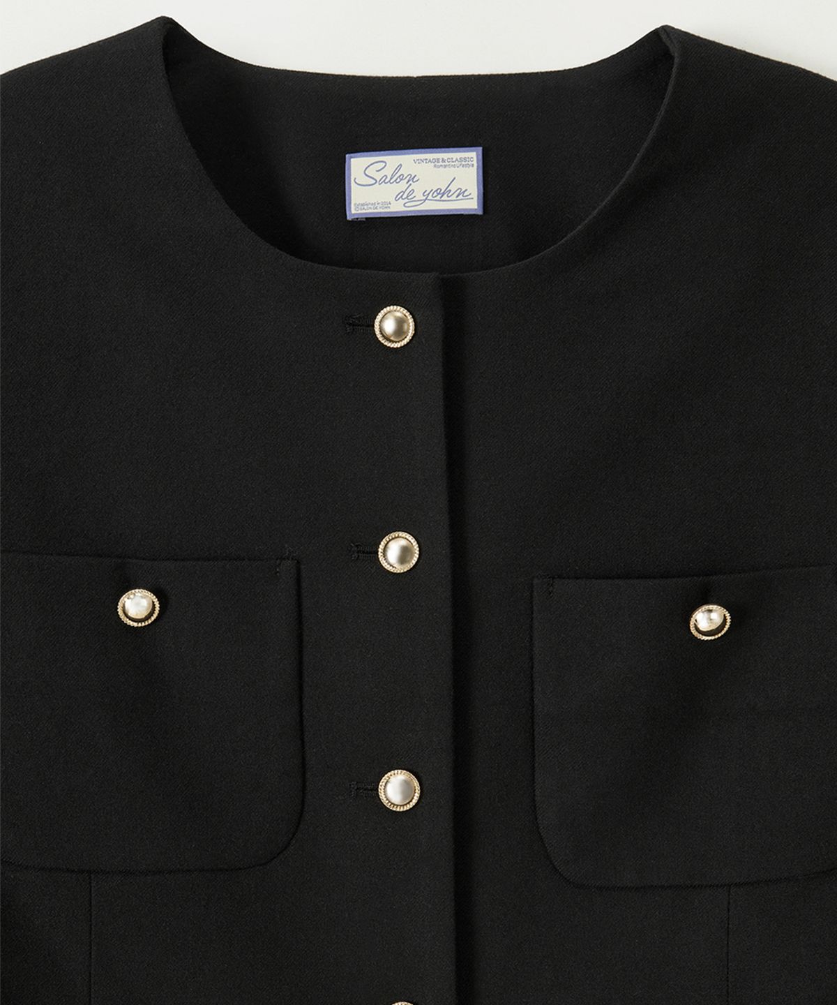 살롱 드 욘(SALON DE YOHN) Cuffs Crop Jacket_ Black