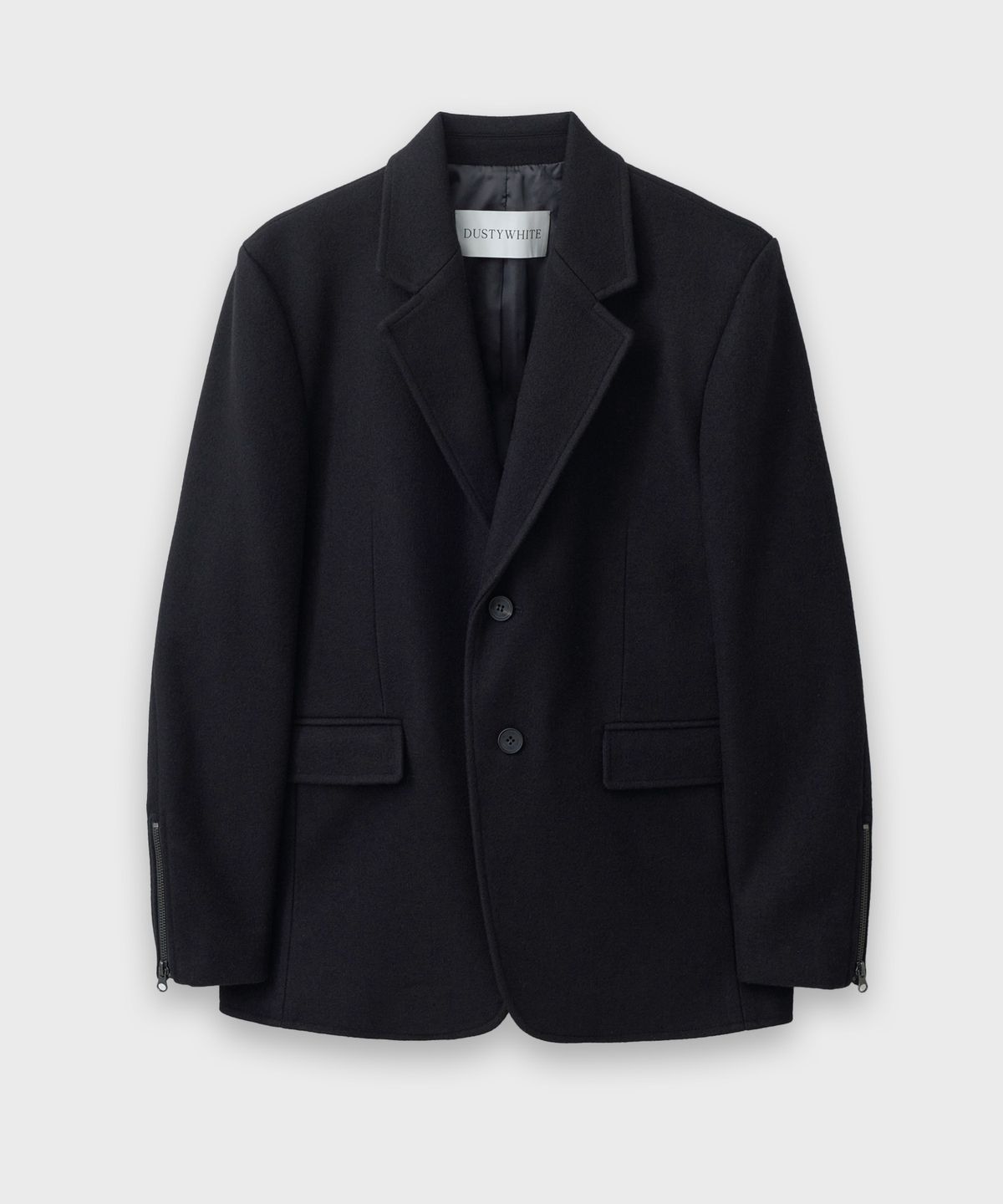 더스티화이트(DUSTYWHITE) BLACK WOOL ZIP-SLEEVE TAILORED BLAZER