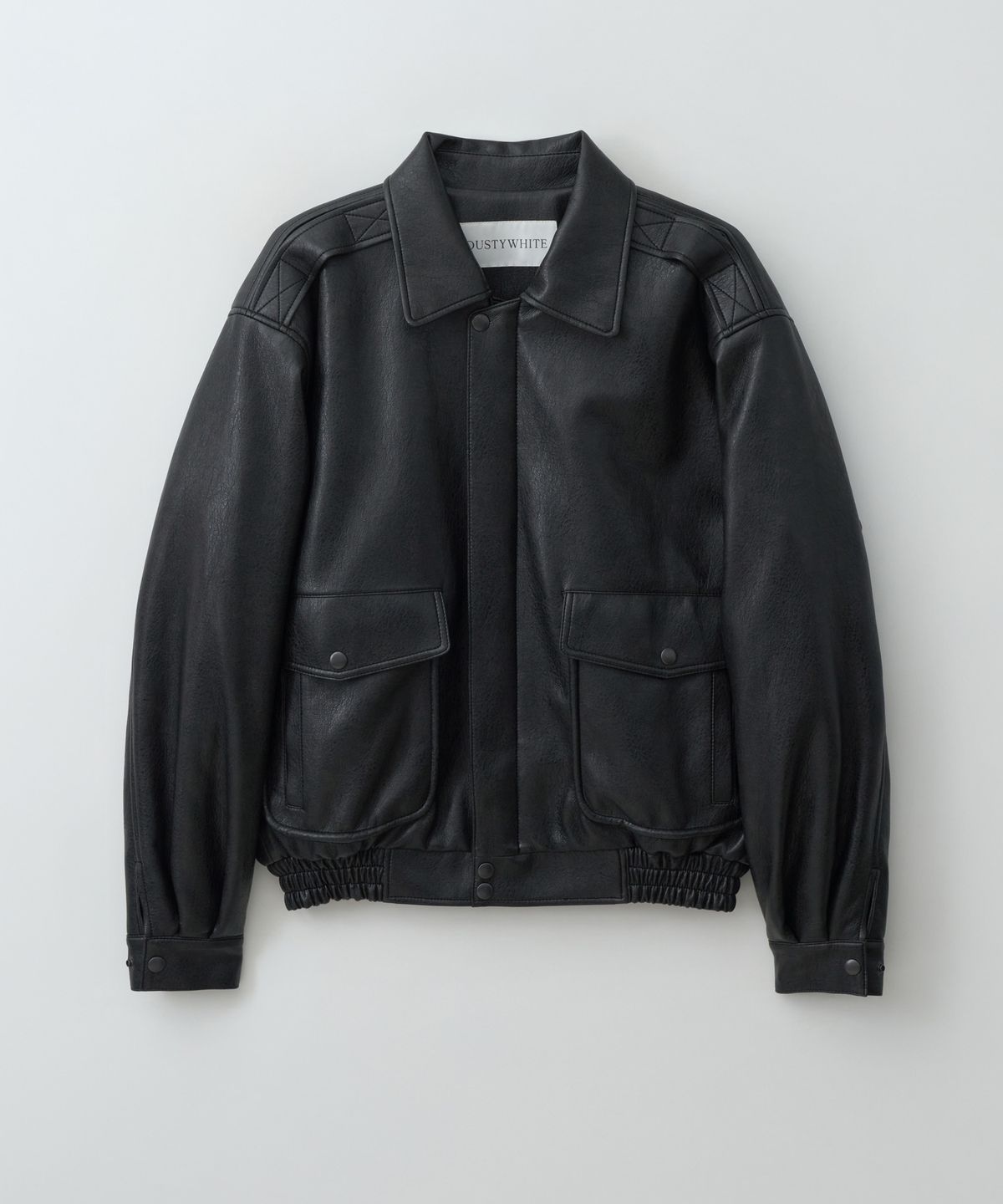 더스티화이트(DUSTYWHITE) BLACK VINTAGE FAUX LEATHER A-1 JUMPER (3oz)