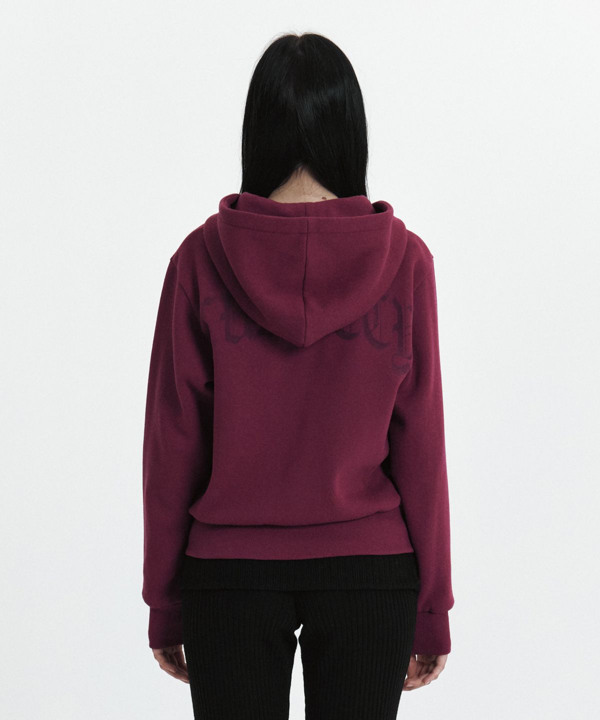 큐리티(CURETTY) C VELVET LOGO FLEECE ZIP-UP HOODIE_PURPLE