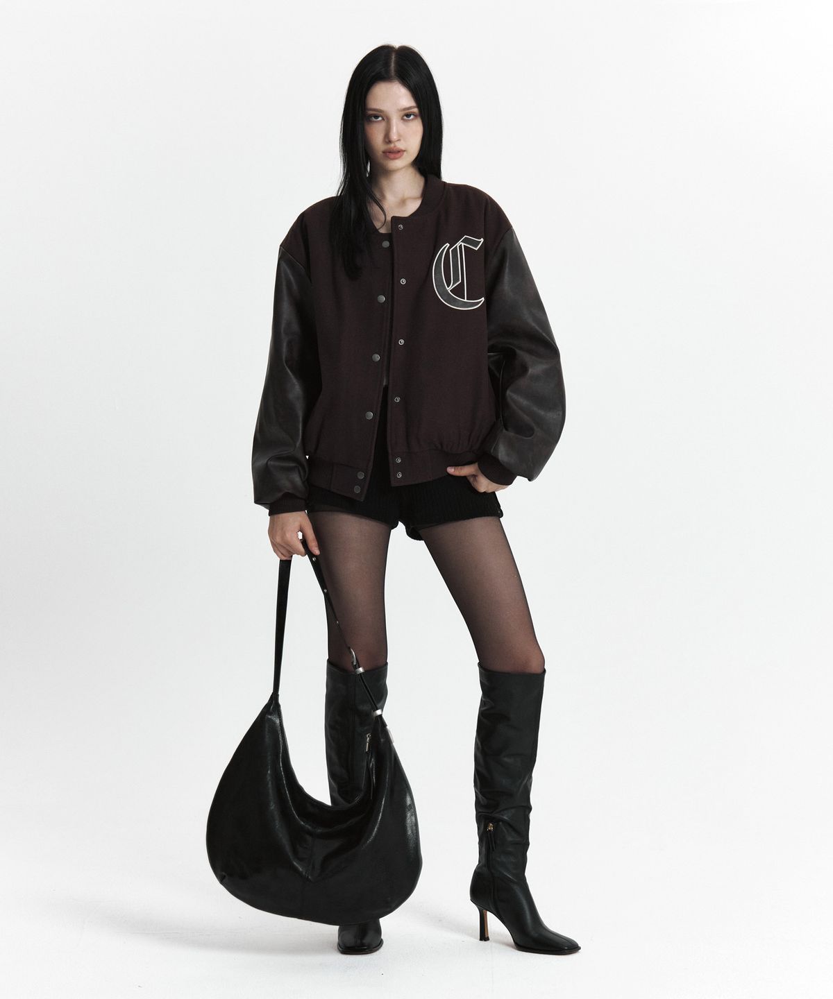 큐리티(CURETTY) C DOUBLE-TEXTURE C VARSITY JACKET_BROWN