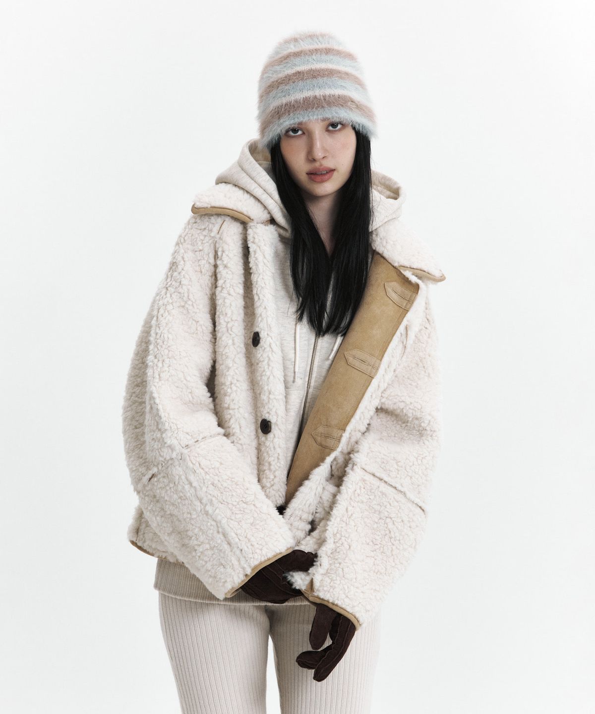 큐리티(CURETTY) C FUR REVERSIBLE MUSTANG_BEIGE