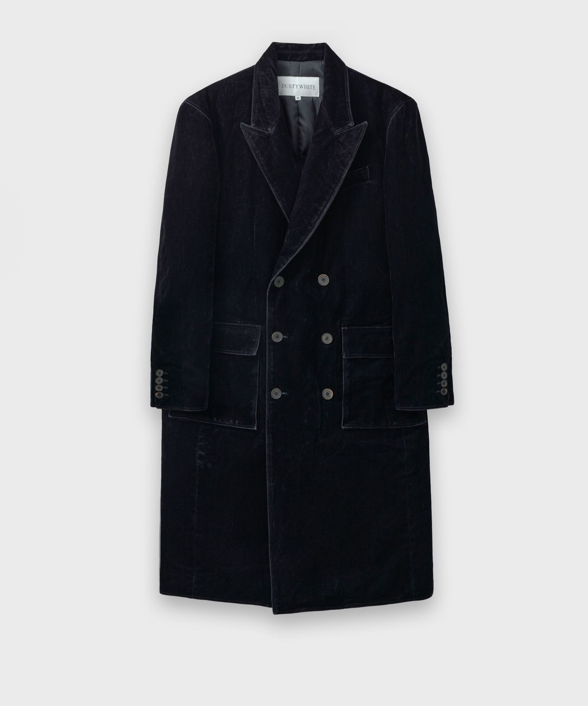 더스티화이트(DUSTYWHITE) VELVET WASHED PADDED DOUBLE-BREASTED COAT (5oz)