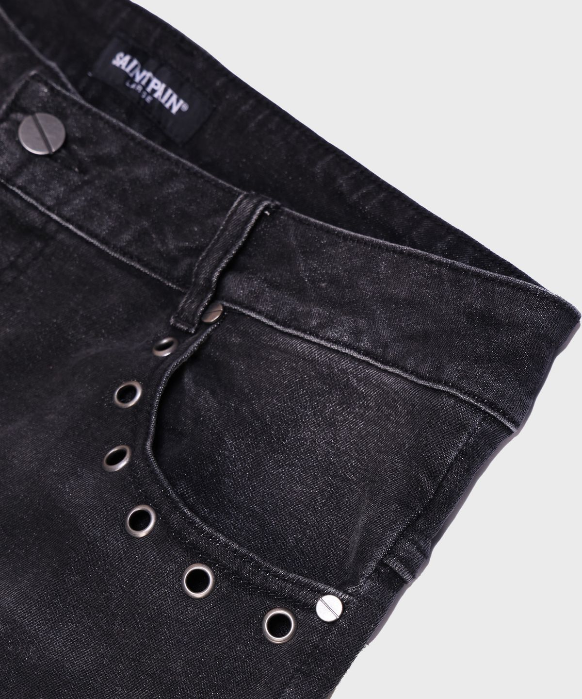 세인트페인(SAINTPAIN) SP 펑크 플레어 데님 팬츠 블랙