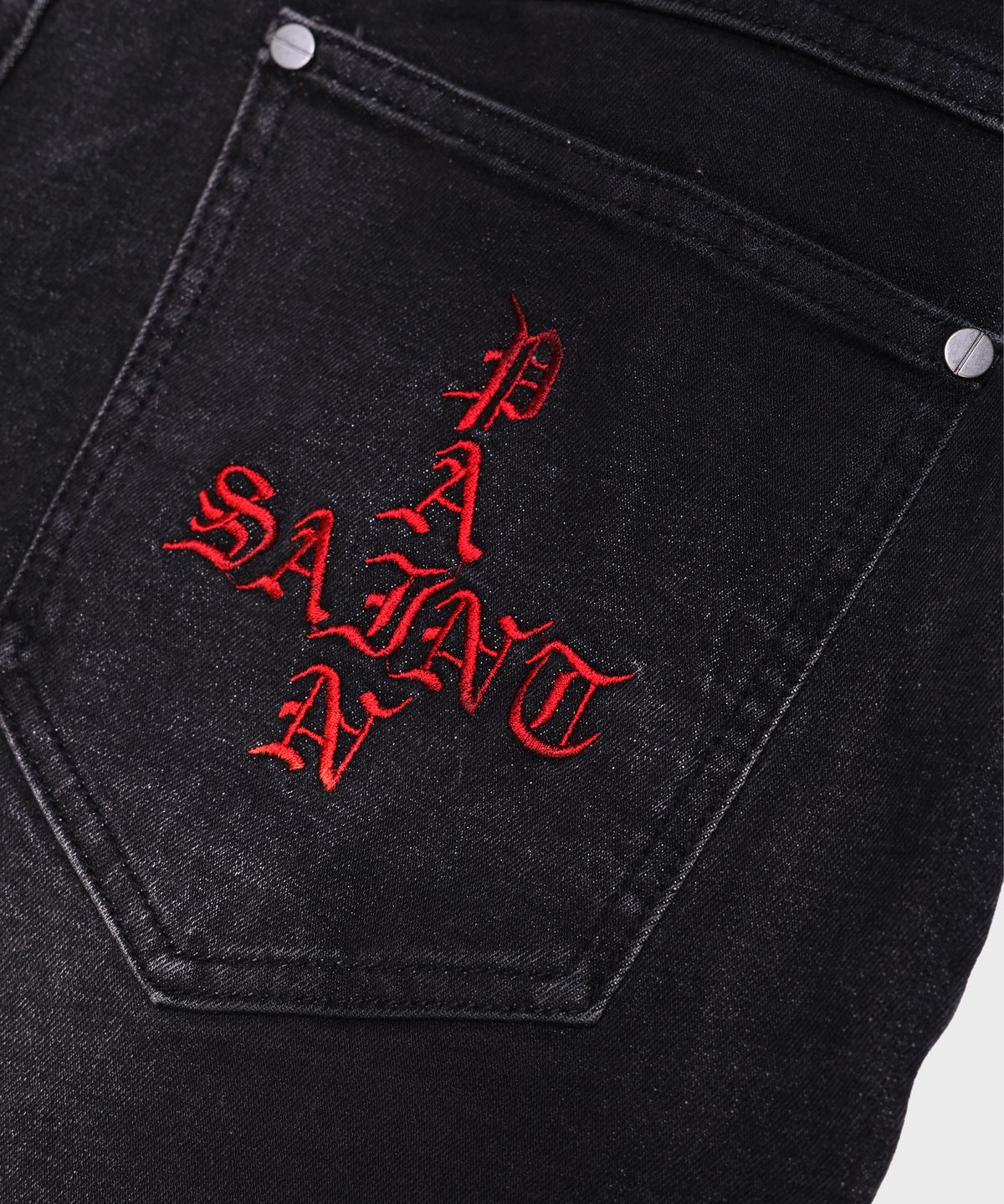 세인트페인(SAINTPAIN) SP 펑크 플레어 데님 팬츠 블랙