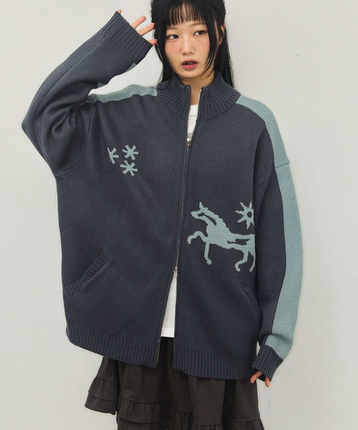 그레이버(GRAVER) [UNISEX]FANTASY 니트 집업_2color