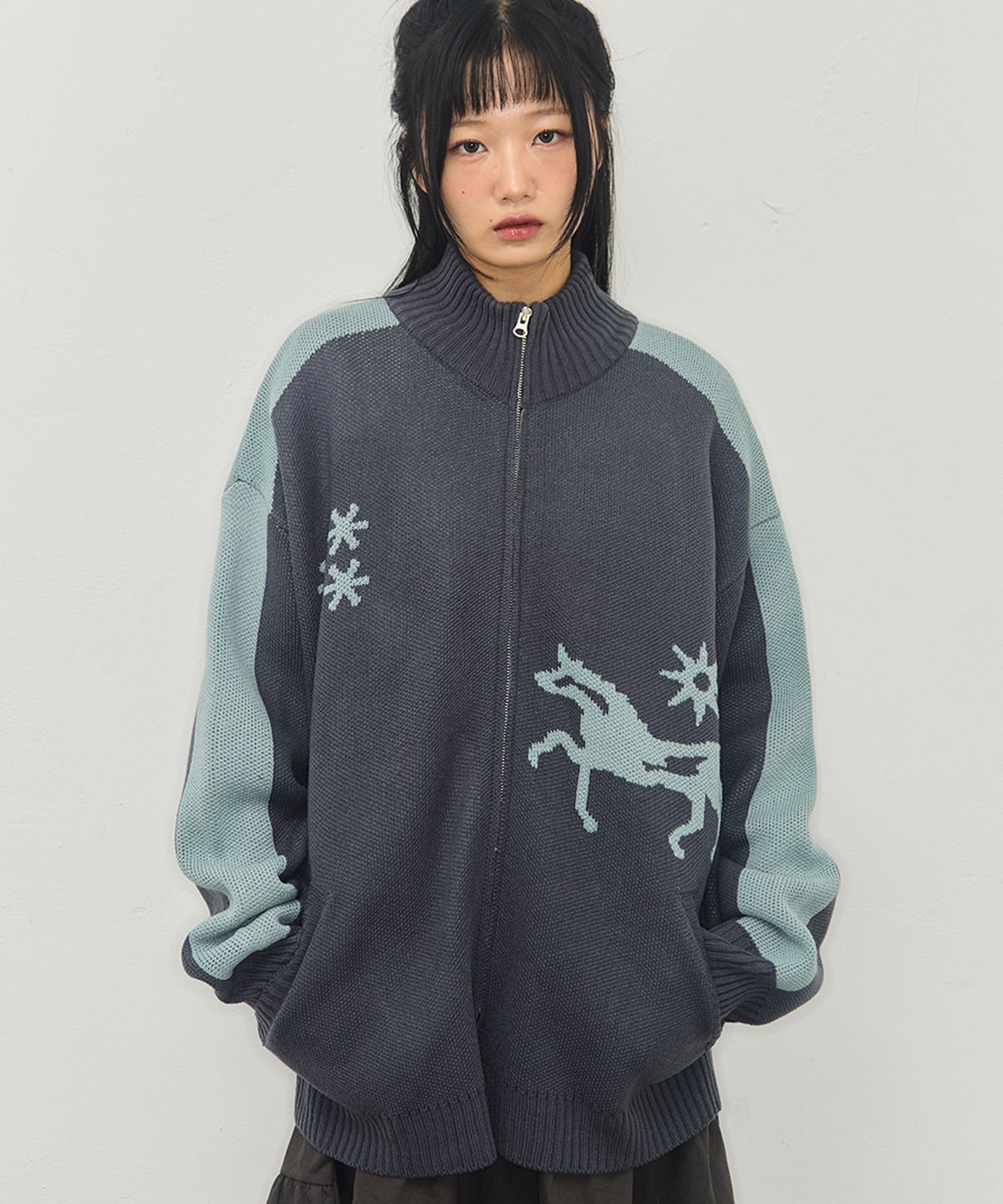 그레이버(GRAVER) [UNISEX]FANTASY 니트 집업_2color