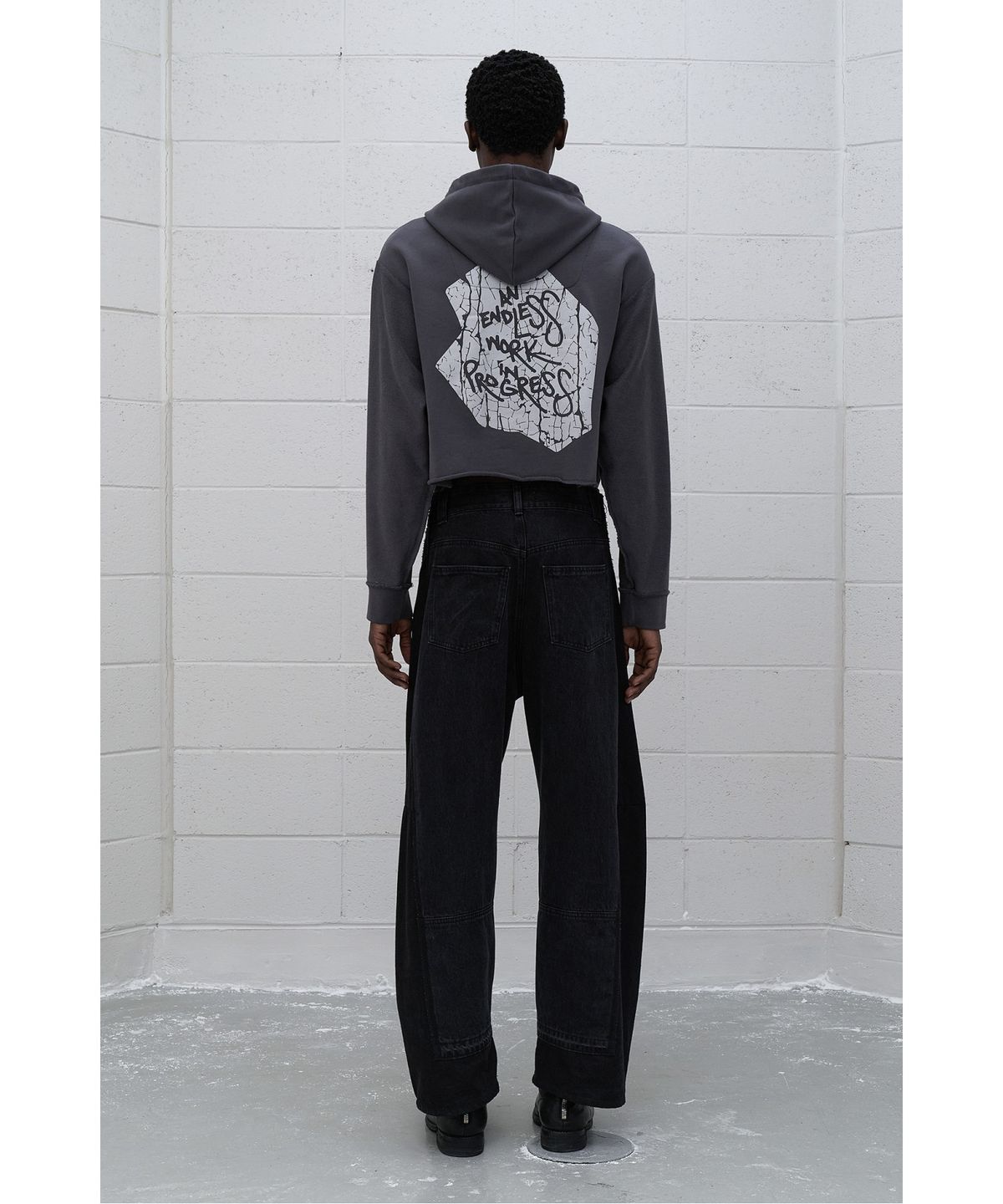 래코드(RECODE) (RE;CODE × OBJECTS IV LIFE by Daniel Arsham) Cropped Hoodie R0TAX25223GYX