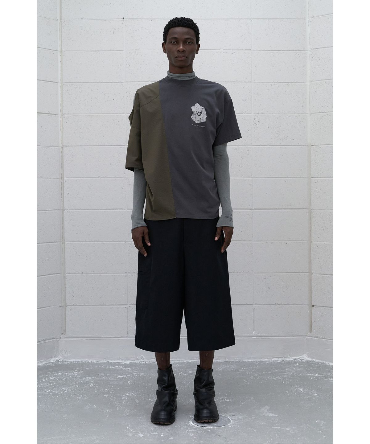 래코드(RECODE) (RE;CODE × OBJECTS IV LIFE by Daniel Arsham) Half Fabric Mixed Top R0TAX25220GYX