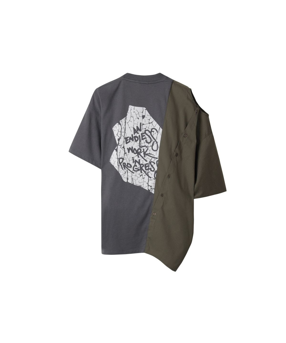 래코드(RECODE) (RE;CODE × OBJECTS IV LIFE by Daniel Arsham) Half Fabric Mixed Top R0TAX25220GYX