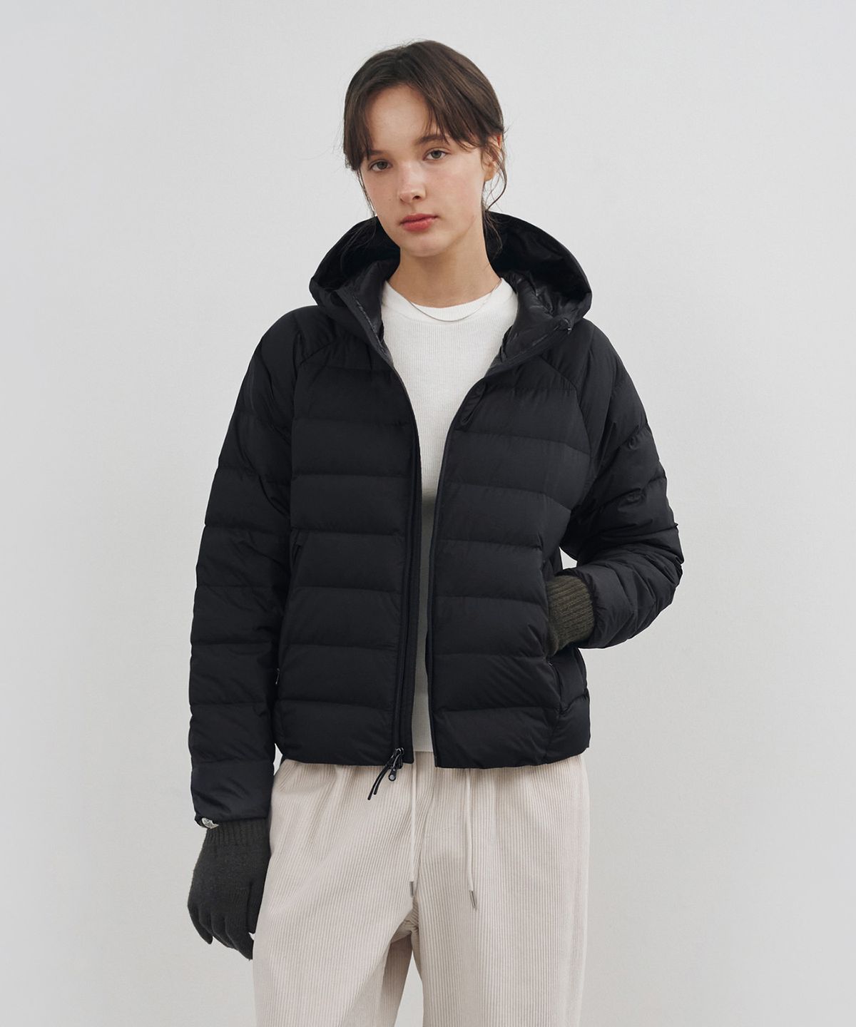 커스텀어클락 우먼(COSTUMEOCLOCK WOMAN) [덕다운ver.] 라이트웨이트 후드 덕다운 패딩 자켓 브라운 COWJP001BROWN