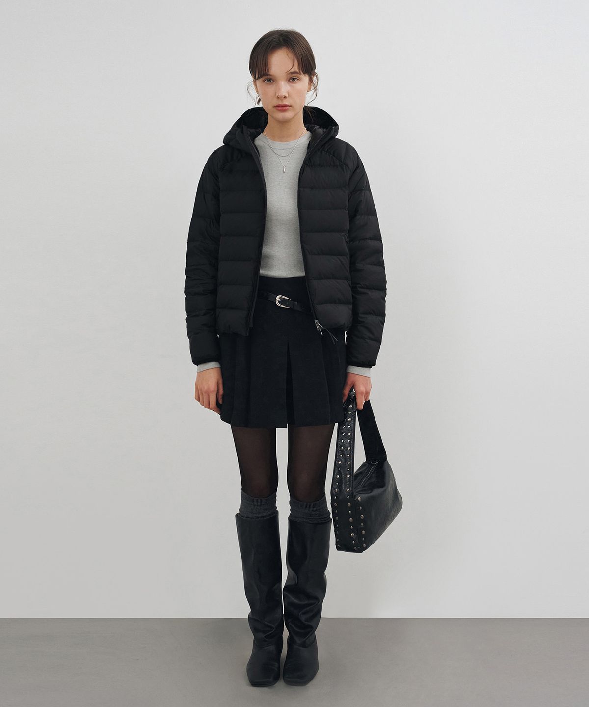 커스텀어클락 우먼(COSTUMEOCLOCK WOMAN) [덕다운ver.] 라이트웨이트 후드 덕다운 패딩 자켓 브라운 COWJP001BROWN