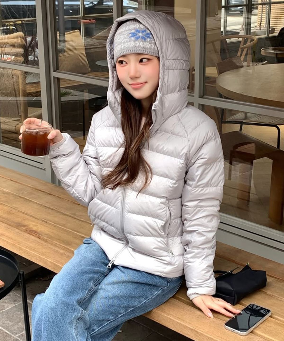 커스텀어클락 우먼(COSTUMEOCLOCK WOMAN) [덕다운ver.] 라이트웨이트 후드 덕다운 패딩 자켓 라이트그레이 COWJP001LGRAY