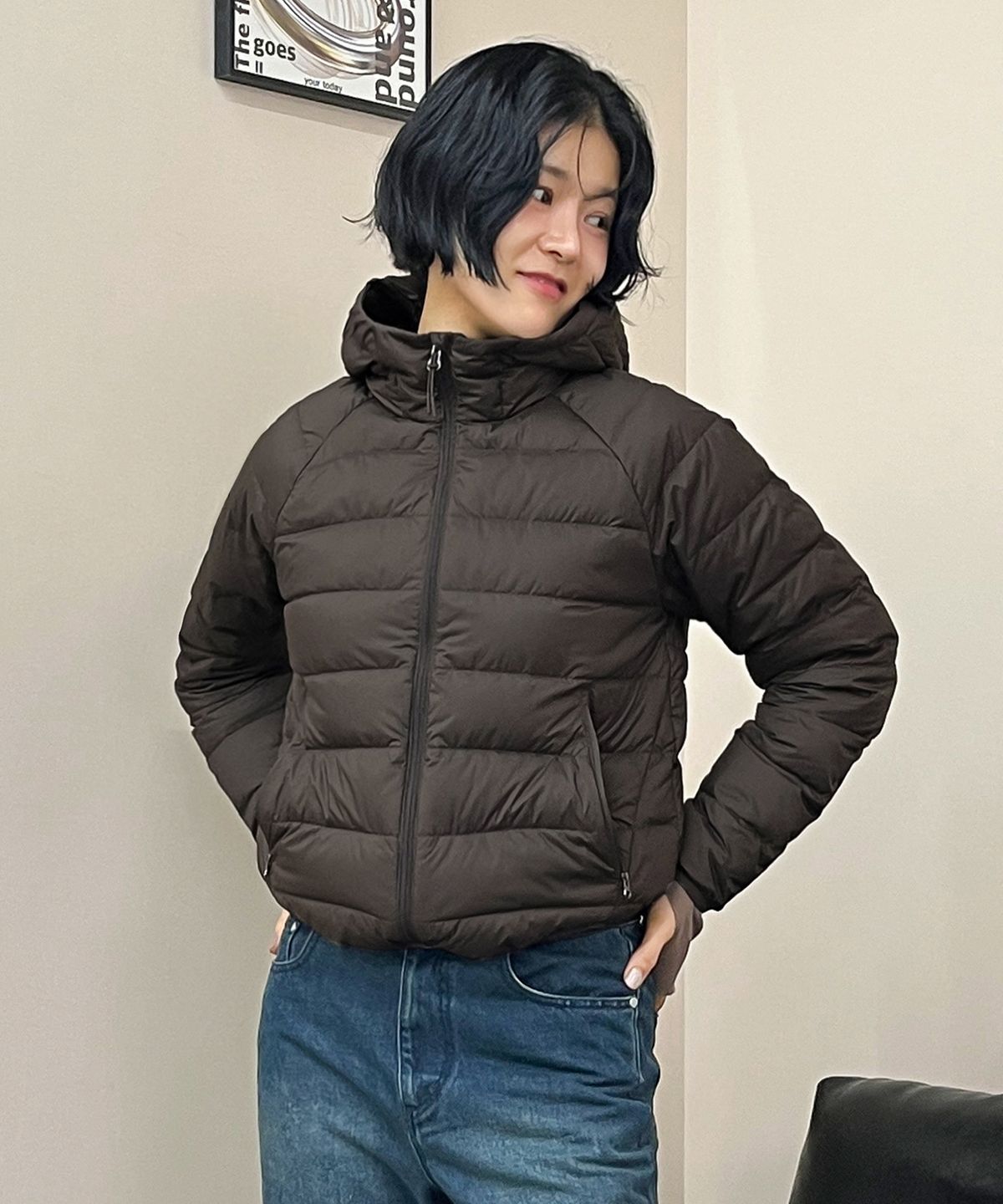 커스텀어클락 우먼(COSTUMEOCLOCK WOMAN) [덕다운ver.] 라이트웨이트 후드 덕다운 패딩 자켓 블랙 COWJP001BLACK