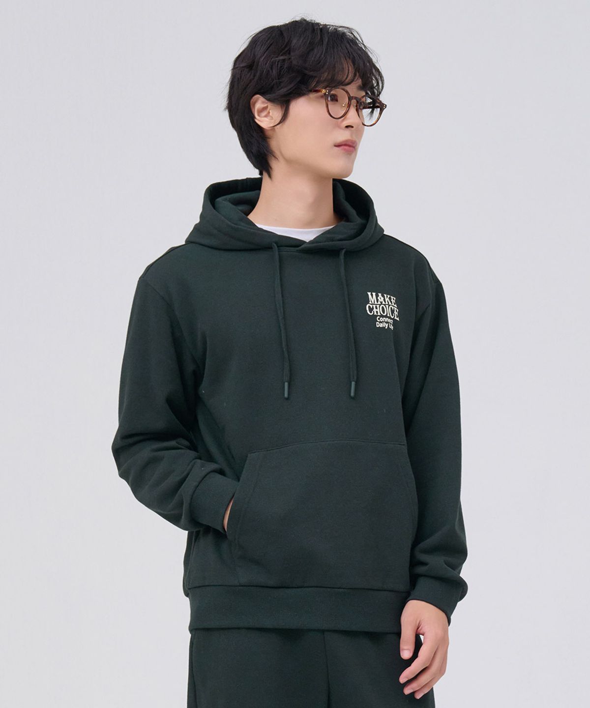 체이스컬트(CHASECULT) 공용 에센셜 기모 그래픽 후드티셔츠-그린