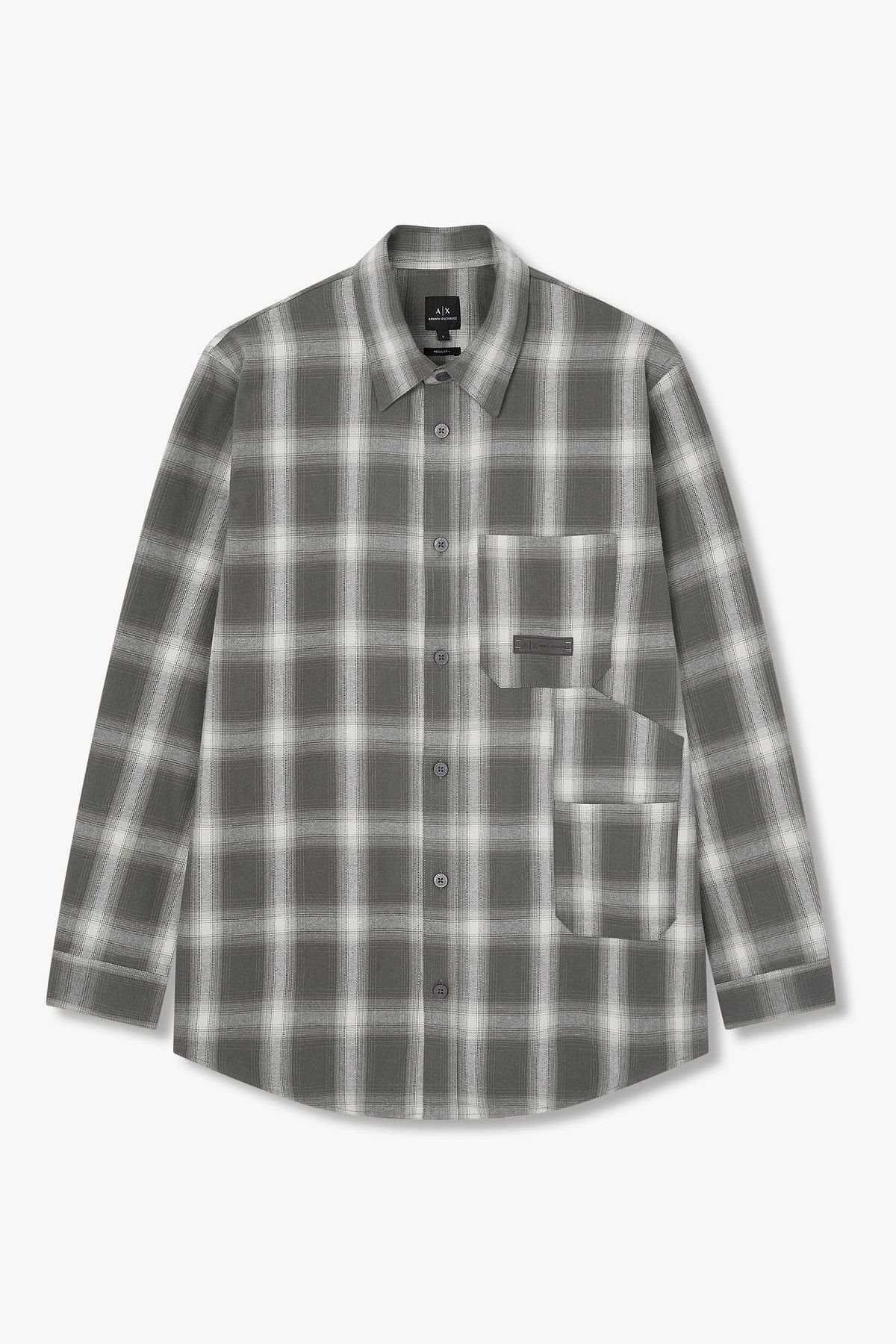 아르마니 익스체인지(ARMANI EXCHANGE) 남성 타탄 체크 플란넬 셔츠_다크 그레이 A415320005