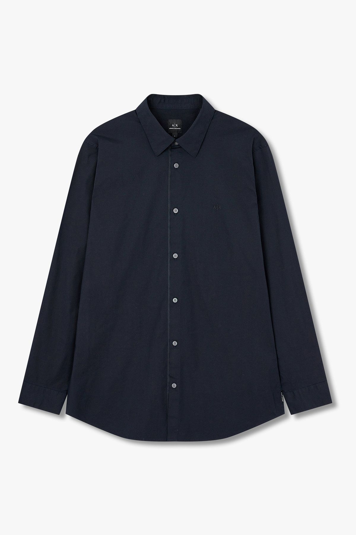 아르마니 익스체인지(ARMANI EXCHANGE) 남성 로고 자수 스트레치 셔츠_다크 네이비 A415320006
