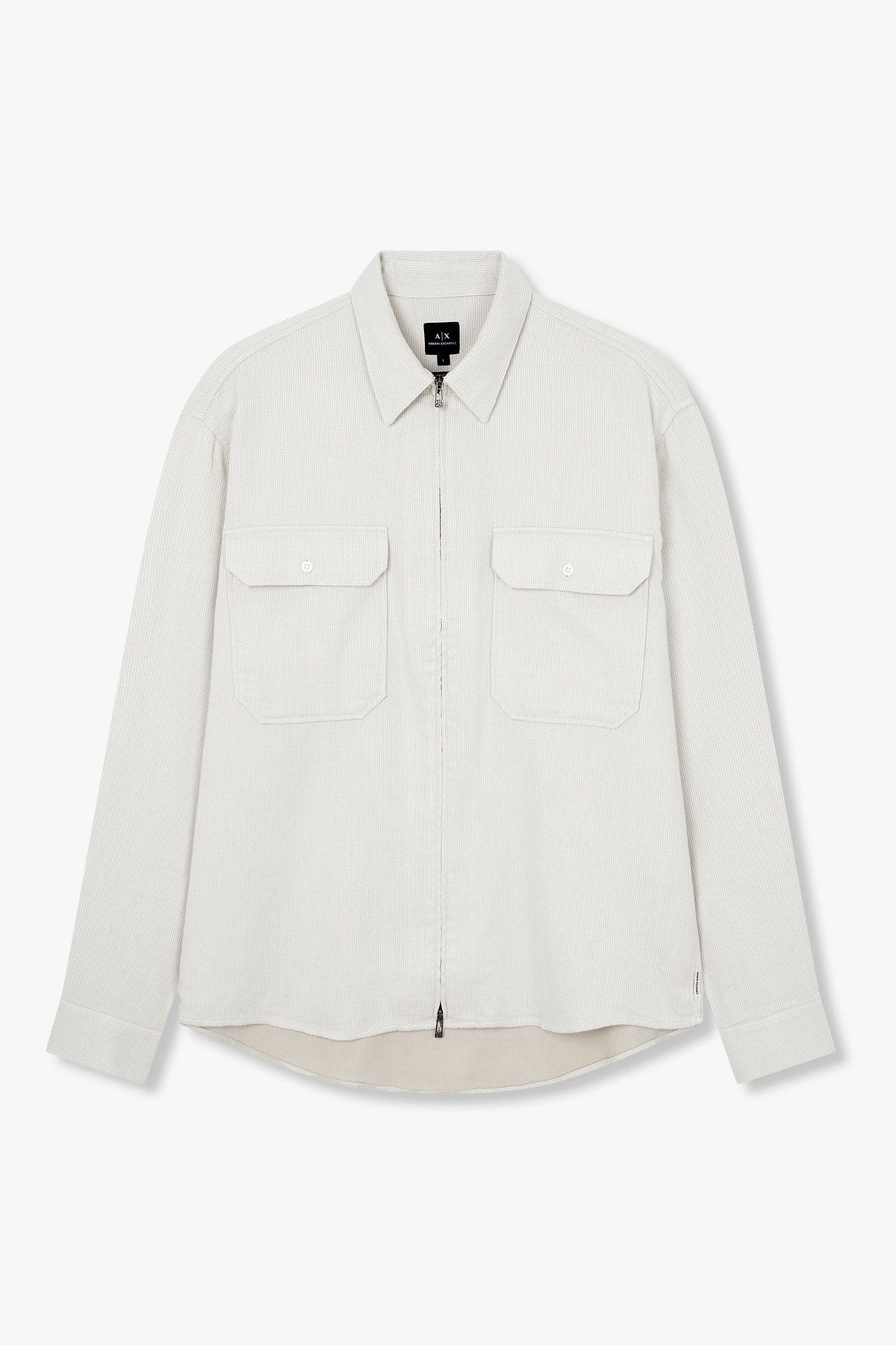 아르마니 익스체인지(ARMANI EXCHANGE) 남성 소프트 코튼 지퍼드 셔츠_라이트 그레이 A415320003