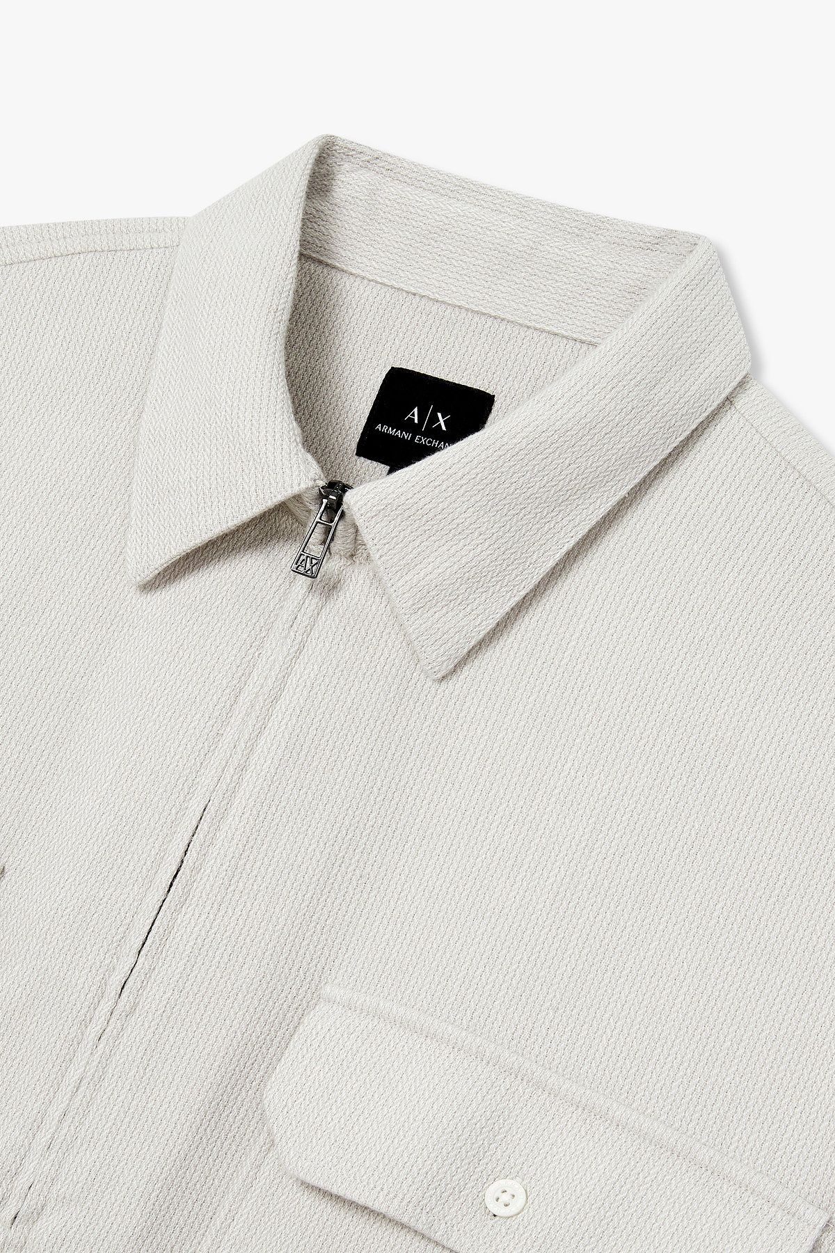 아르마니 익스체인지(ARMANI EXCHANGE) 남성 소프트 코튼 지퍼드 셔츠_라이트 그레이 A415320003
