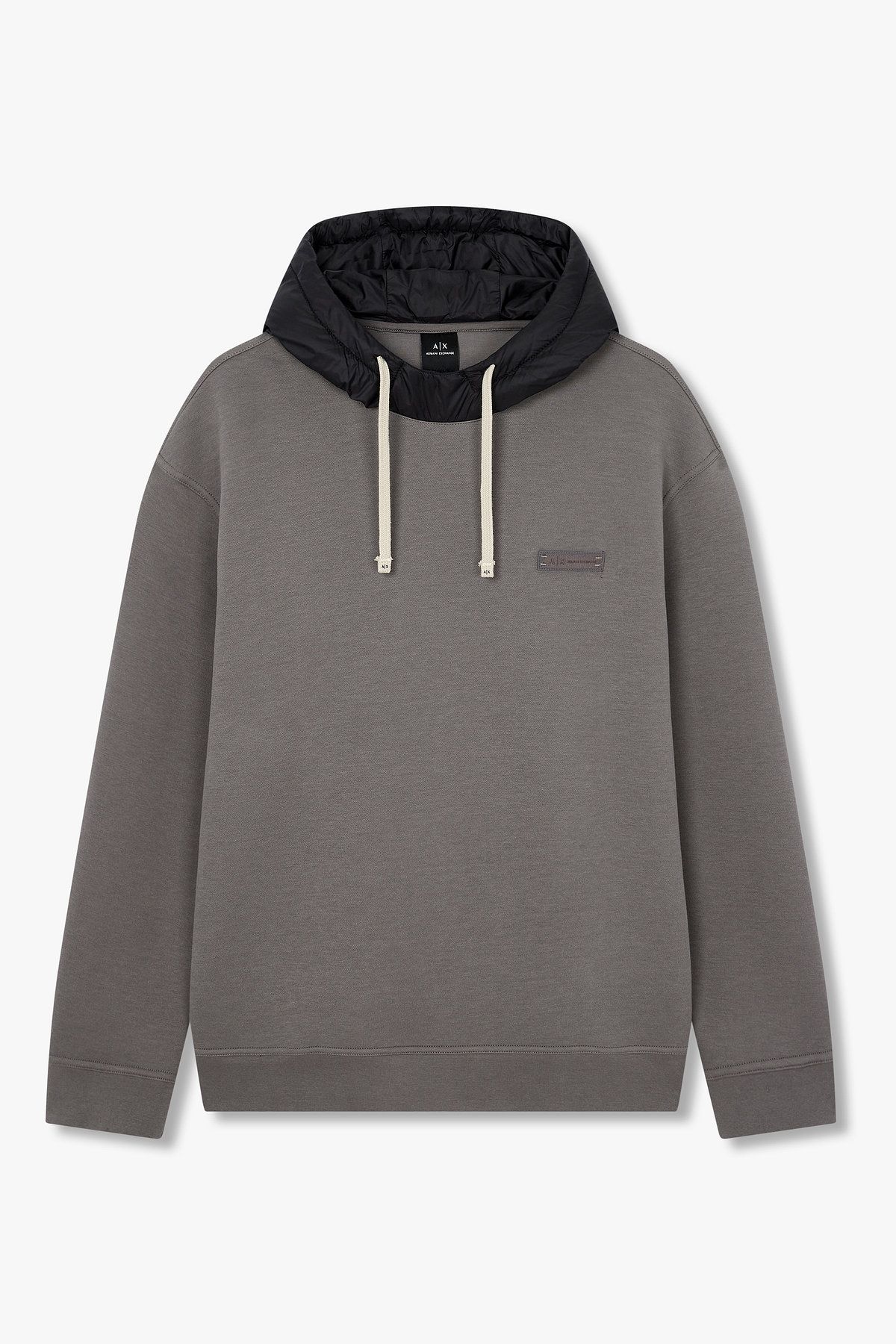 아르마니 익스체인지(ARMANI EXCHANGE) 남성 콘트라스트 로고 패치 후디_다크 그레이 A415331020