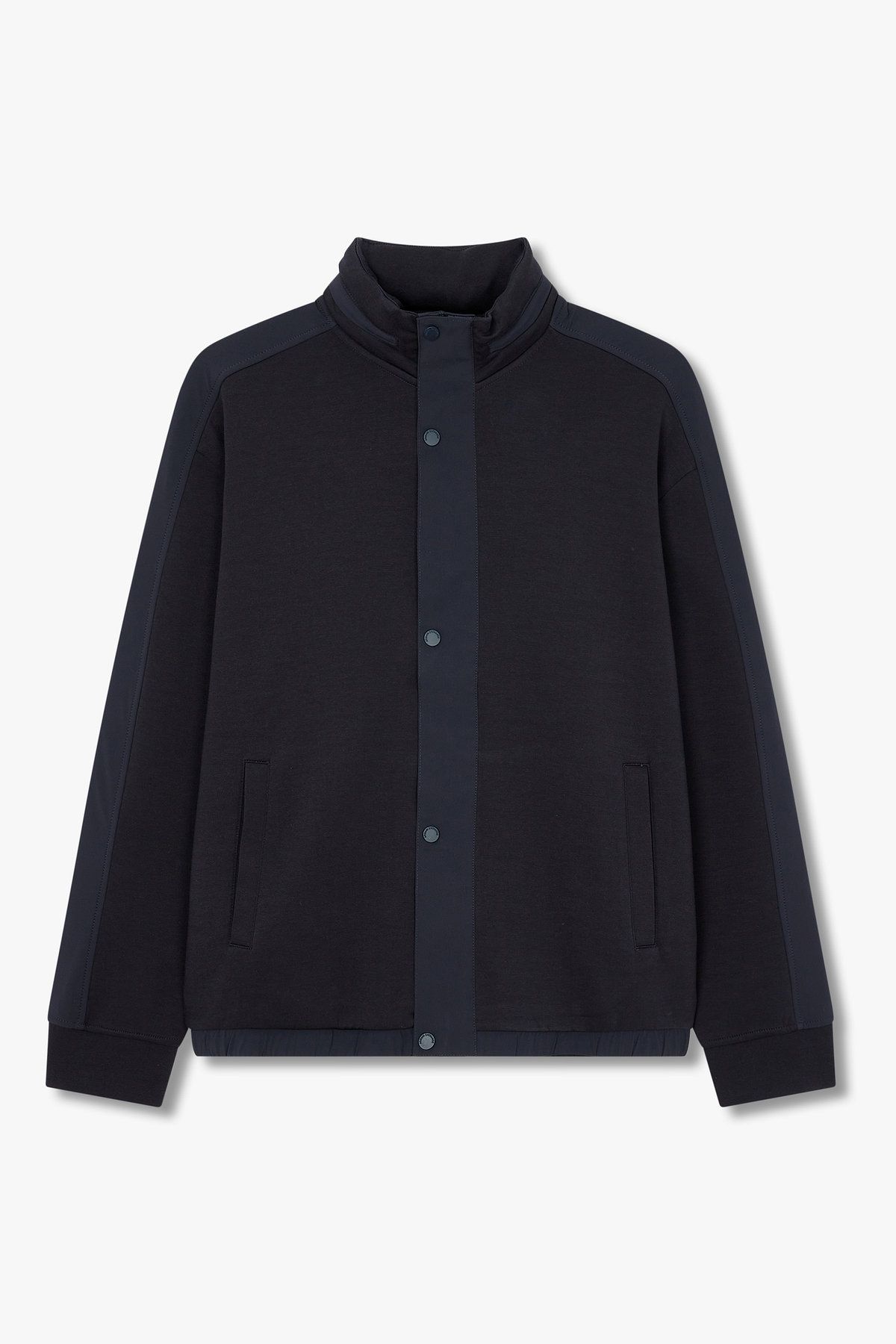 아르마니 익스체인지(ARMANI EXCHANGE) 남성 히든 후디드 배색 패치 자켓_네이비 A415331012