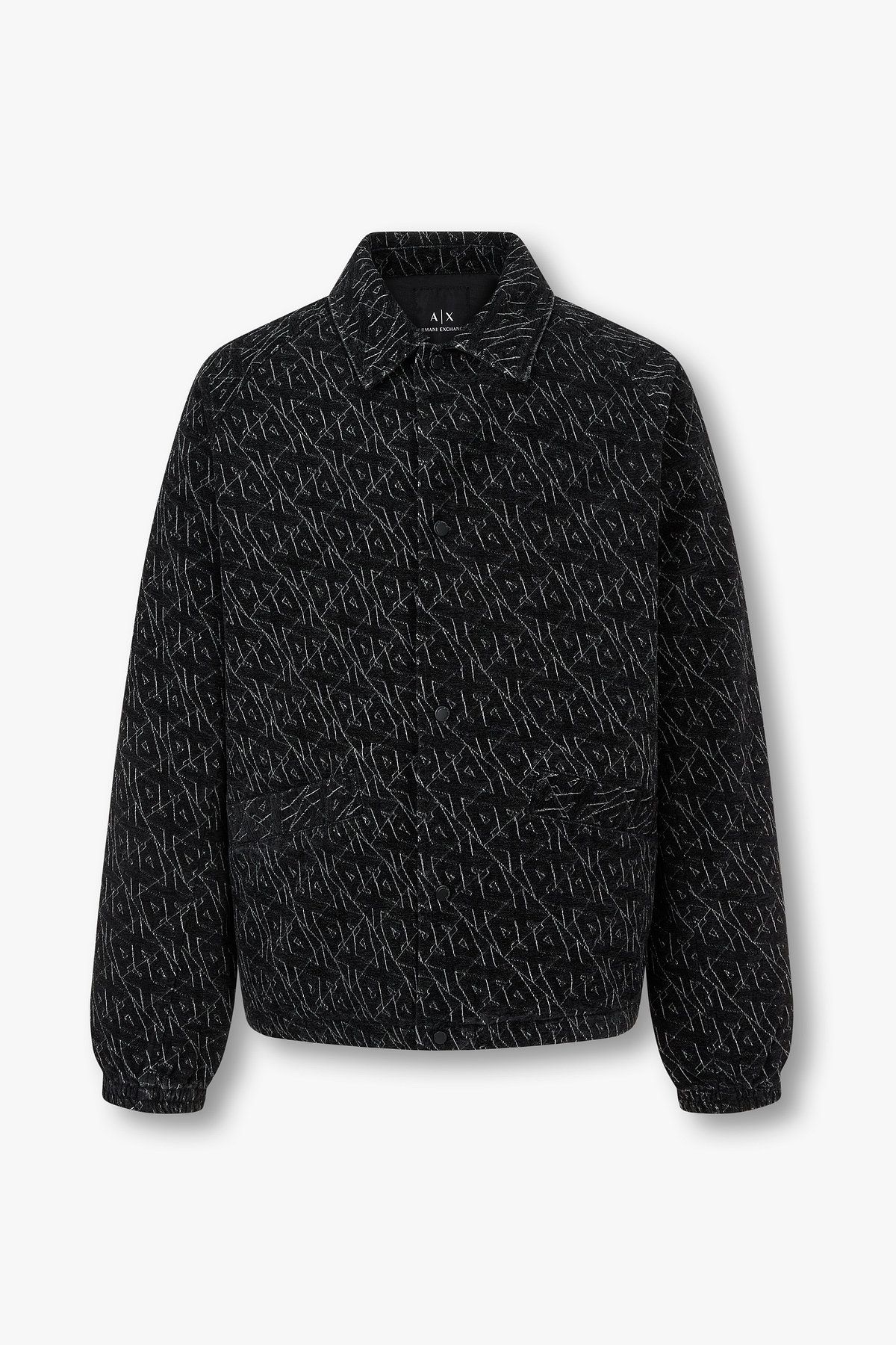 아르마니 익스체인지(ARMANI EXCHANGE) 남성 올오버 자수 로고 자카드 블루종_블랙 A415310023