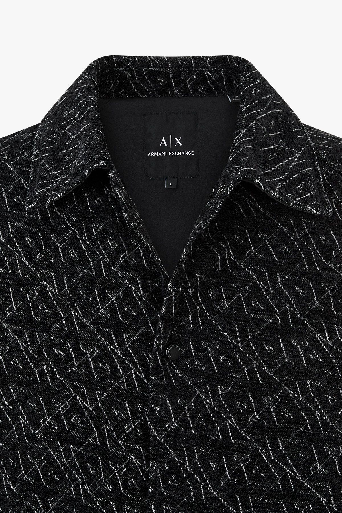 아르마니 익스체인지(ARMANI EXCHANGE) 남성 올오버 자수 로고 자카드 블루종_블랙 A415310023