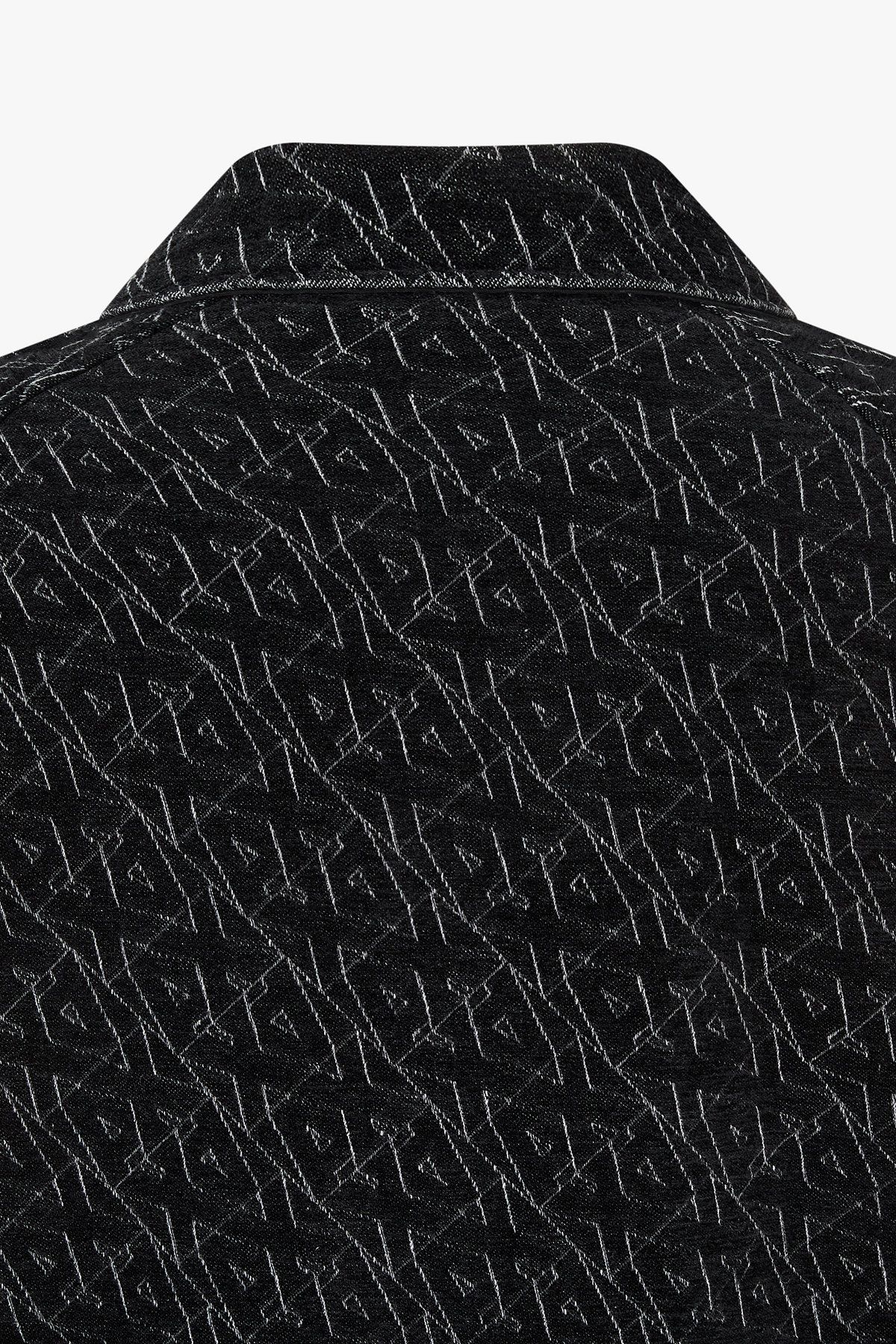 아르마니 익스체인지(ARMANI EXCHANGE) 남성 올오버 자수 로고 자카드 블루종_블랙 A415310023