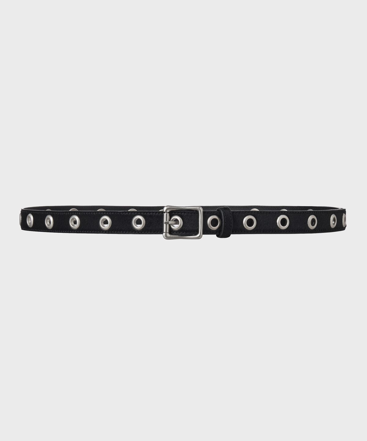 브랜디드(BRANDED) CALF HAIR SINGLE EYELET BELT [BLACK]
