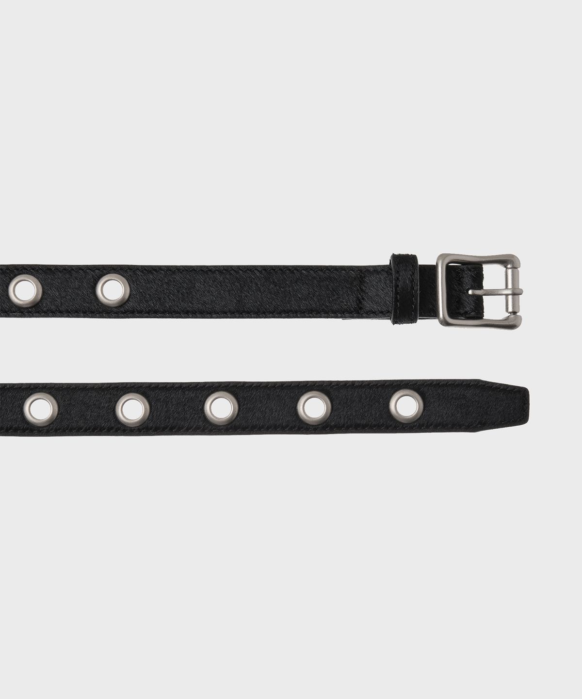 브랜디드(BRANDED) CALF HAIR SINGLE EYELET BELT [BLACK]