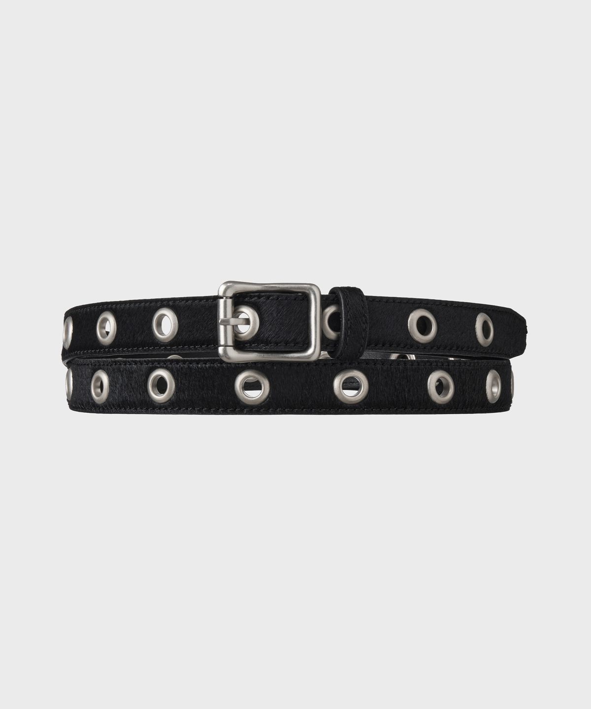 브랜디드(BRANDED) CALF HAIR SINGLE EYELET BELT [BLACK]