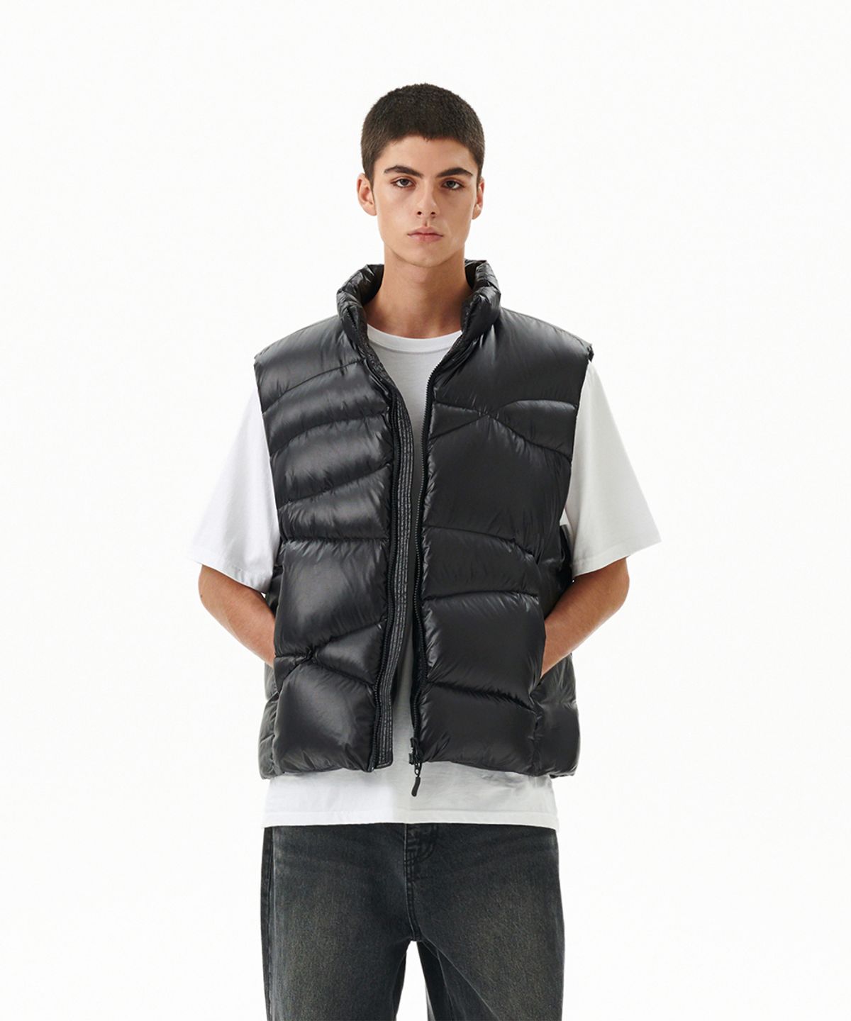 마하그리드(MAHAGRID) WAVY DOWN VEST BLACK(MG2FWMB902A)