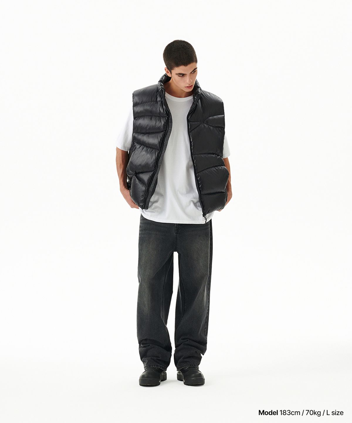 마하그리드(MAHAGRID) WAVY DOWN VEST BLACK(MG2FWMB902A)
