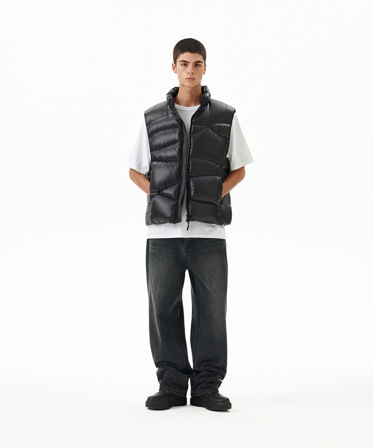 마하그리드(MAHAGRID) WAVY DOWN VEST BLACK(MG2FWMB902A)
