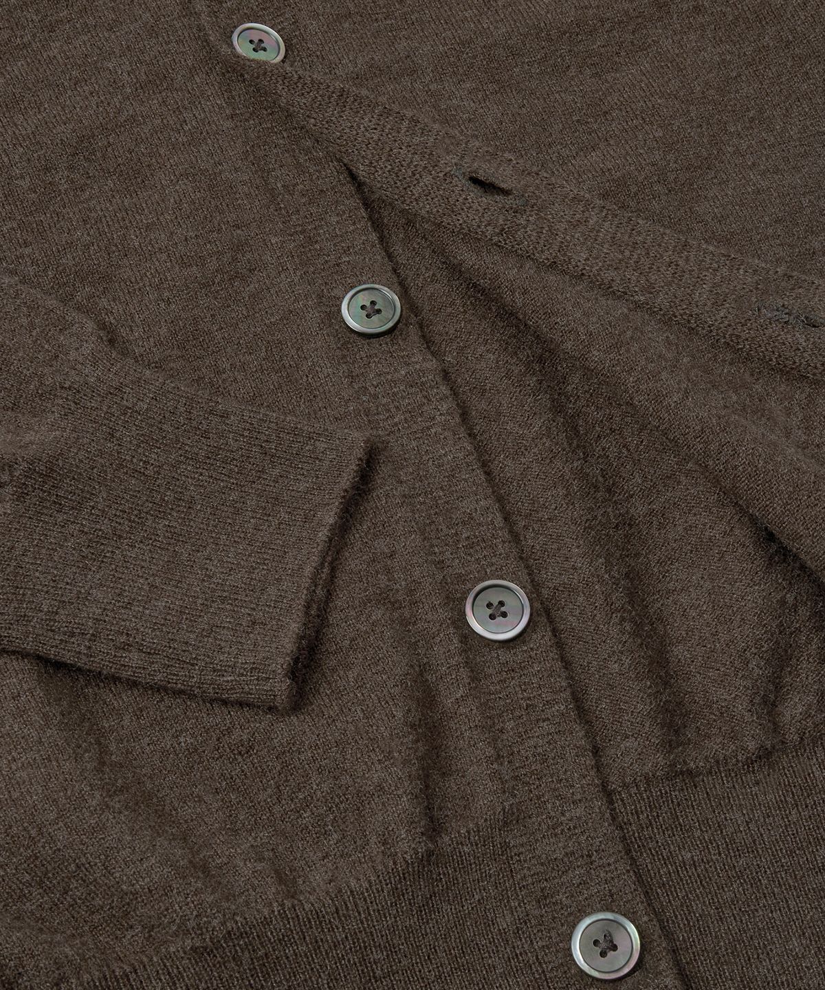브랜디드(BRANDED) [SUPERIOR] ESSENTIAL SUPERFINE ROUND CARDIGAN [MELANGE BROWN]