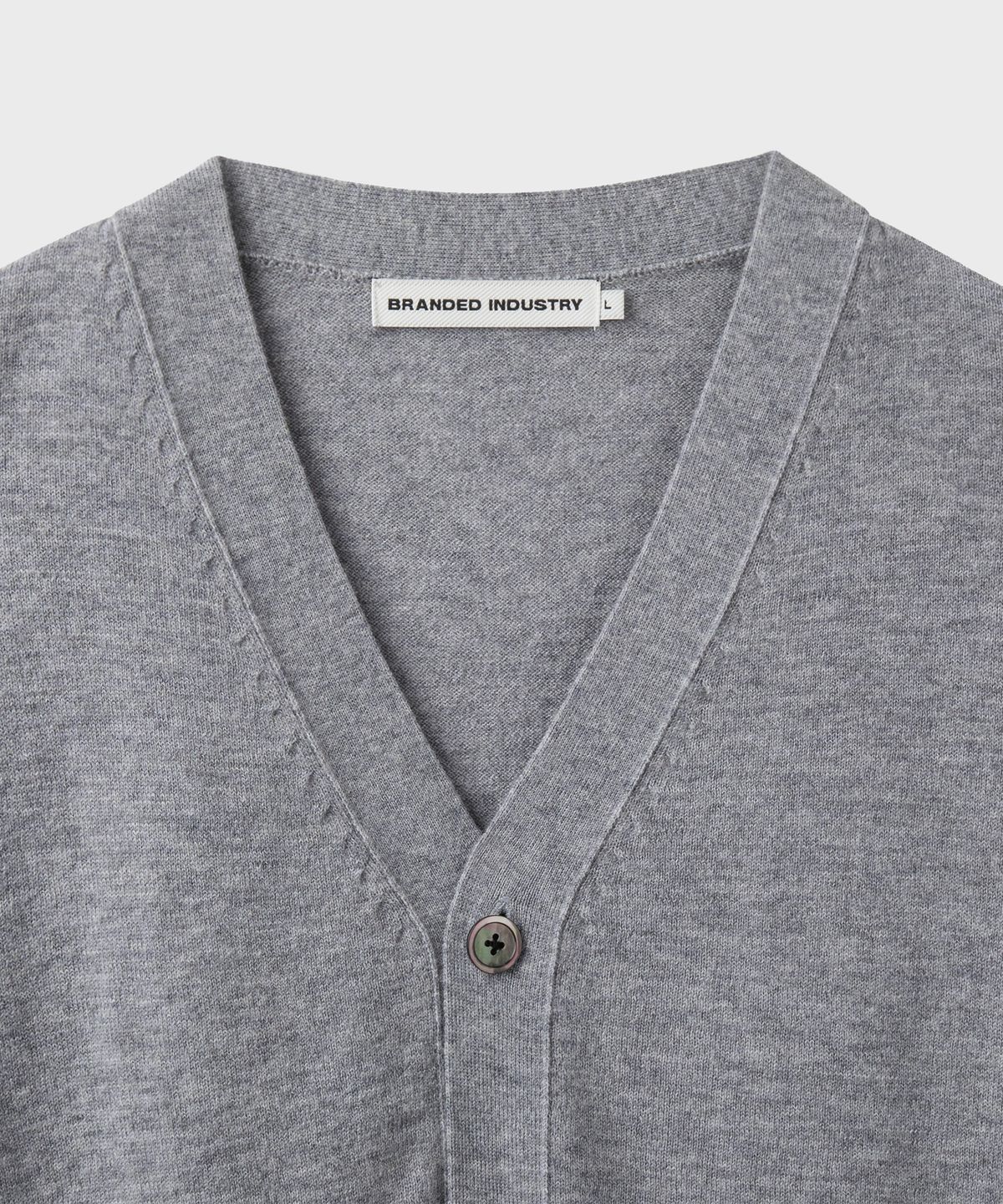 브랜디드(BRANDED) [SUPERIOR] ESSENTIAL SUPERFINE V-NECK CARDIGAN [MELANGE GRAY]
