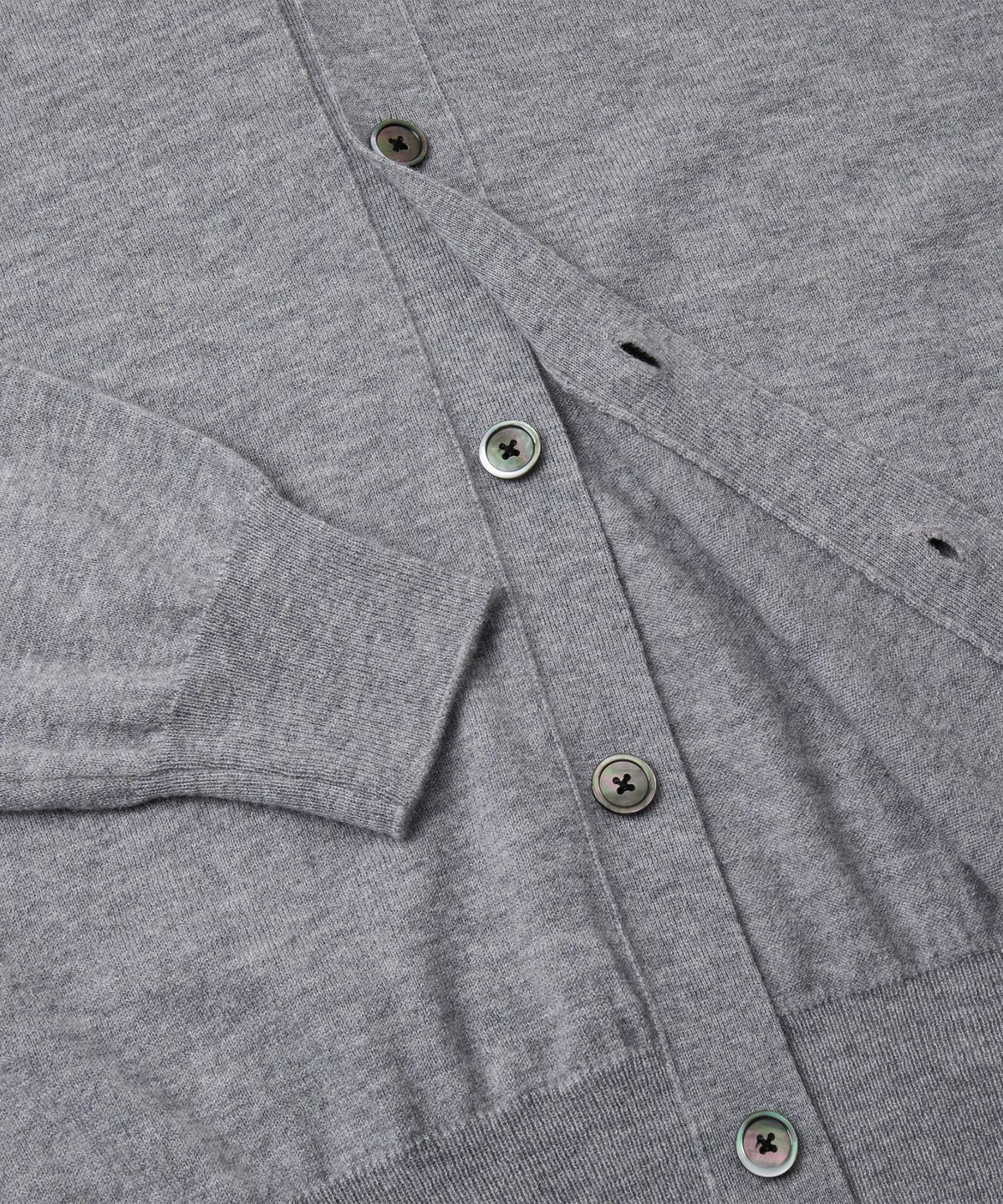 브랜디드(BRANDED) [SUPERIOR] ESSENTIAL SUPERFINE V-NECK CARDIGAN [MELANGE GRAY]