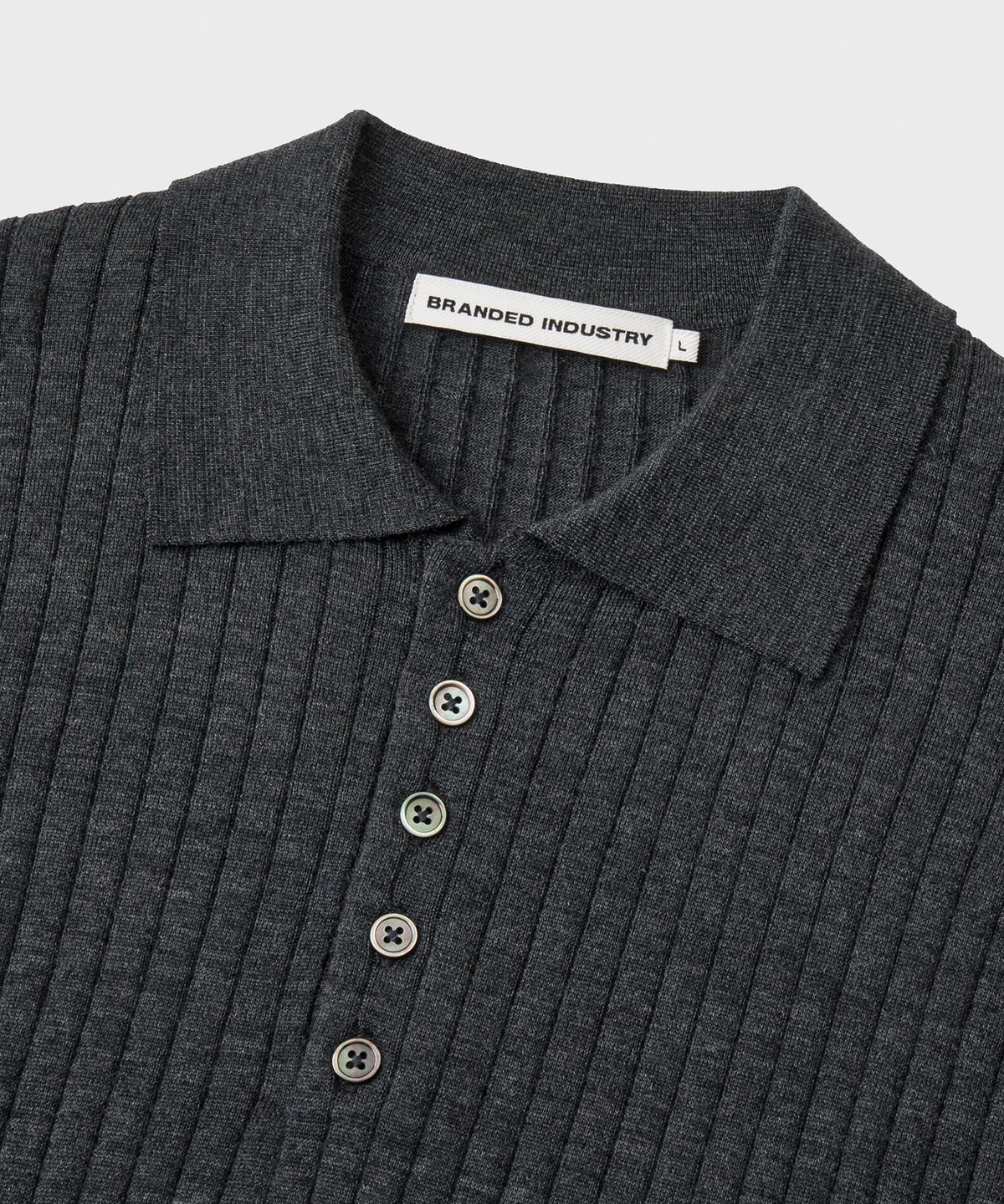 브랜디드(BRANDED) GRACE MERINO WOOL POLO KNIT [CHARCOAL]