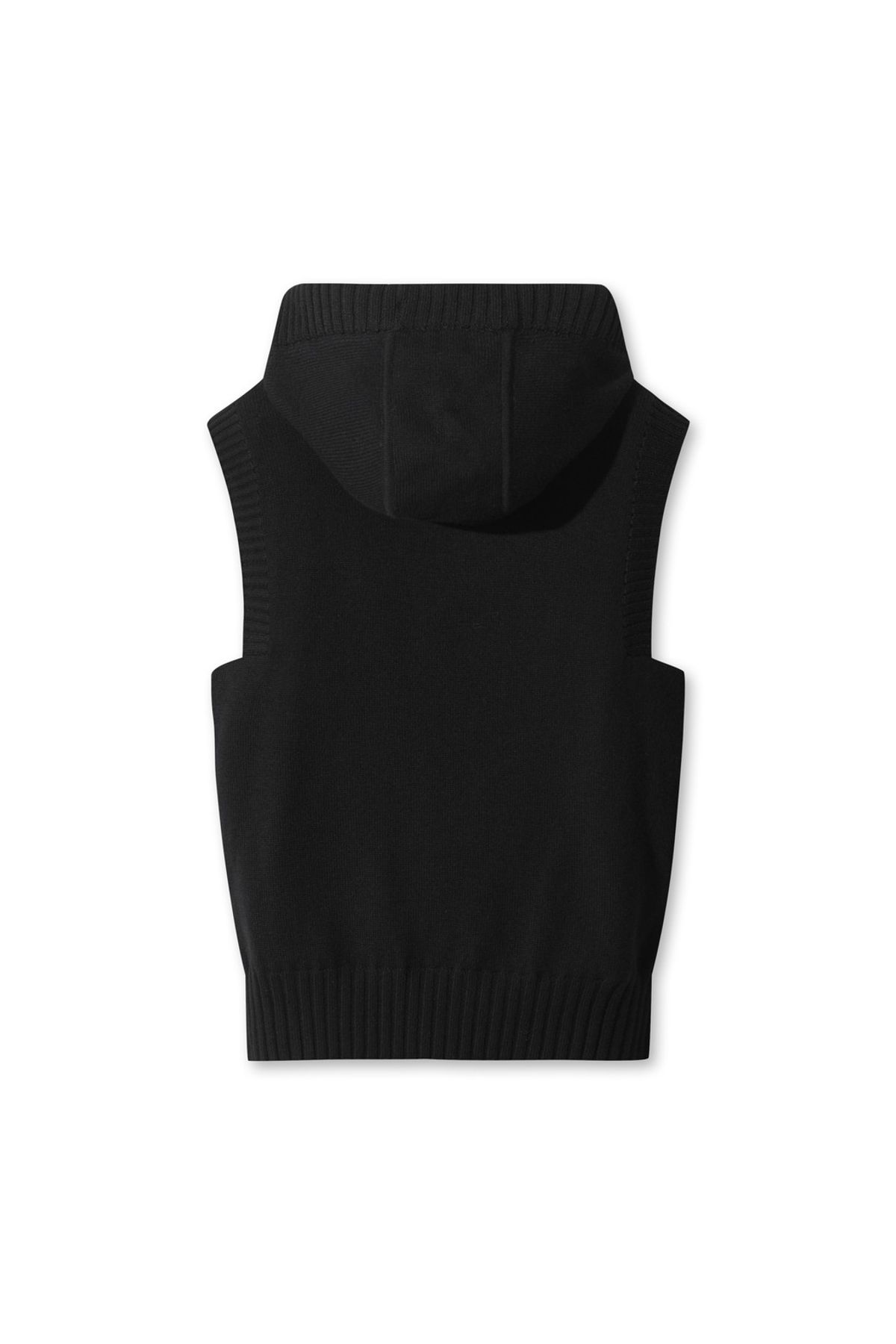 왁(WAAC) Women Knit Hooded Zip-up Vest WWWAW25714BKX