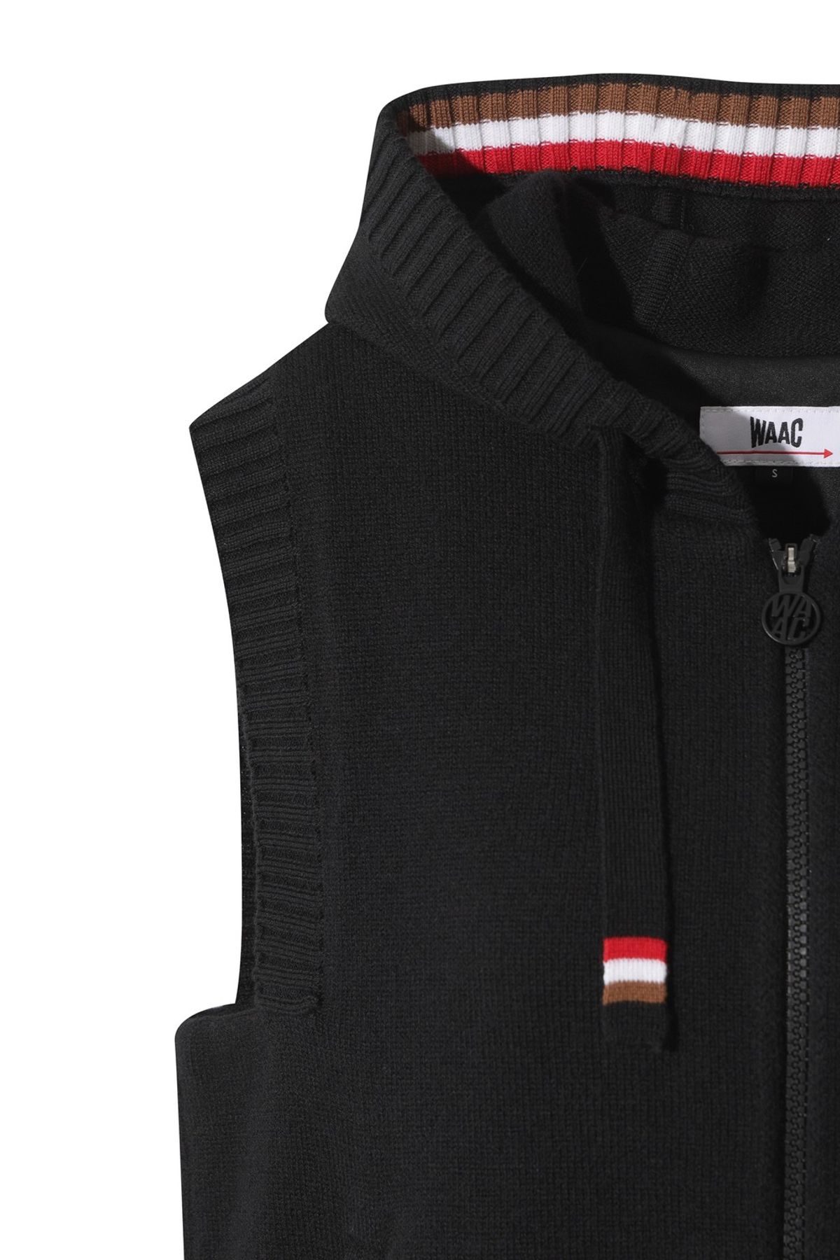 왁(WAAC) Women Knit Hooded Zip-up Vest WWWAW25714BKX