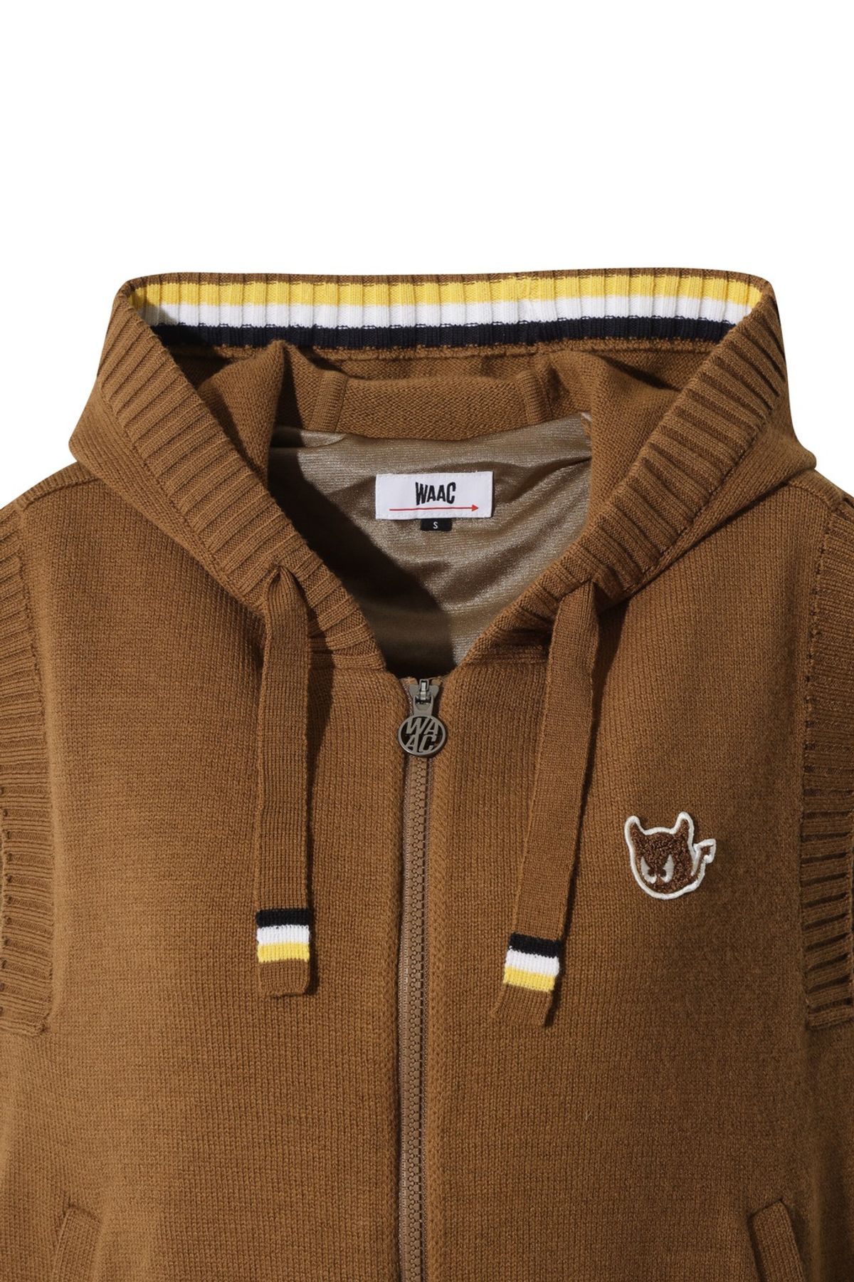 왁(WAAC) Women Knit Hooded Zip-up Vest WWWAW25714BRX