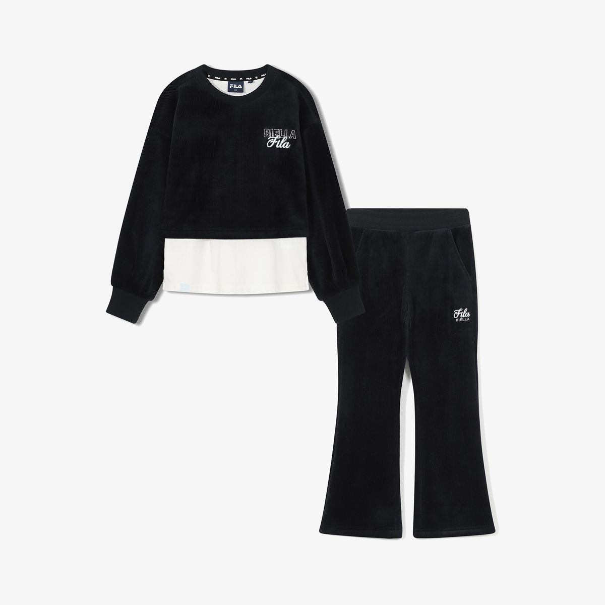 휠라 키즈(FILA KIDS) 여아 벨로아 레이어드 셋업