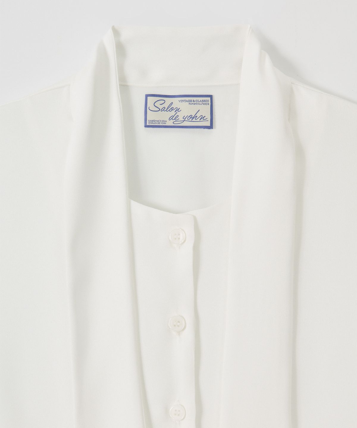 살롱 드 욘(SALON DE YOHN) Silky Tie Blouse_ White