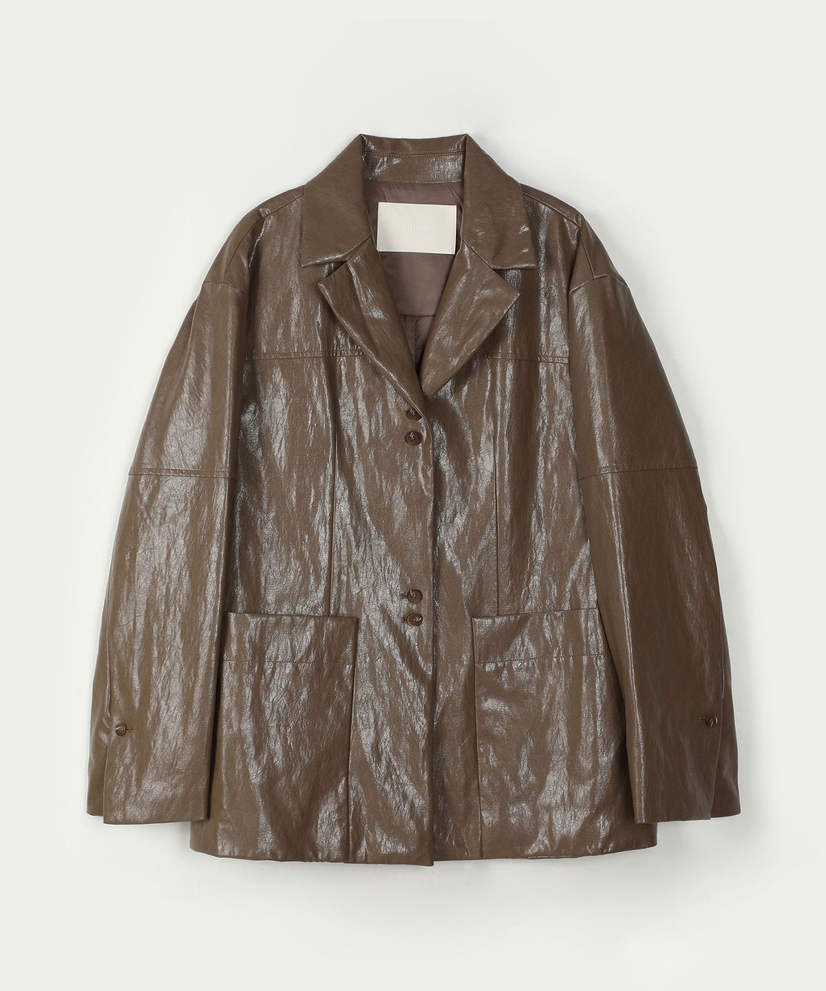 아위(AHWE) FAKE LEATHER JACKET_MOCHA