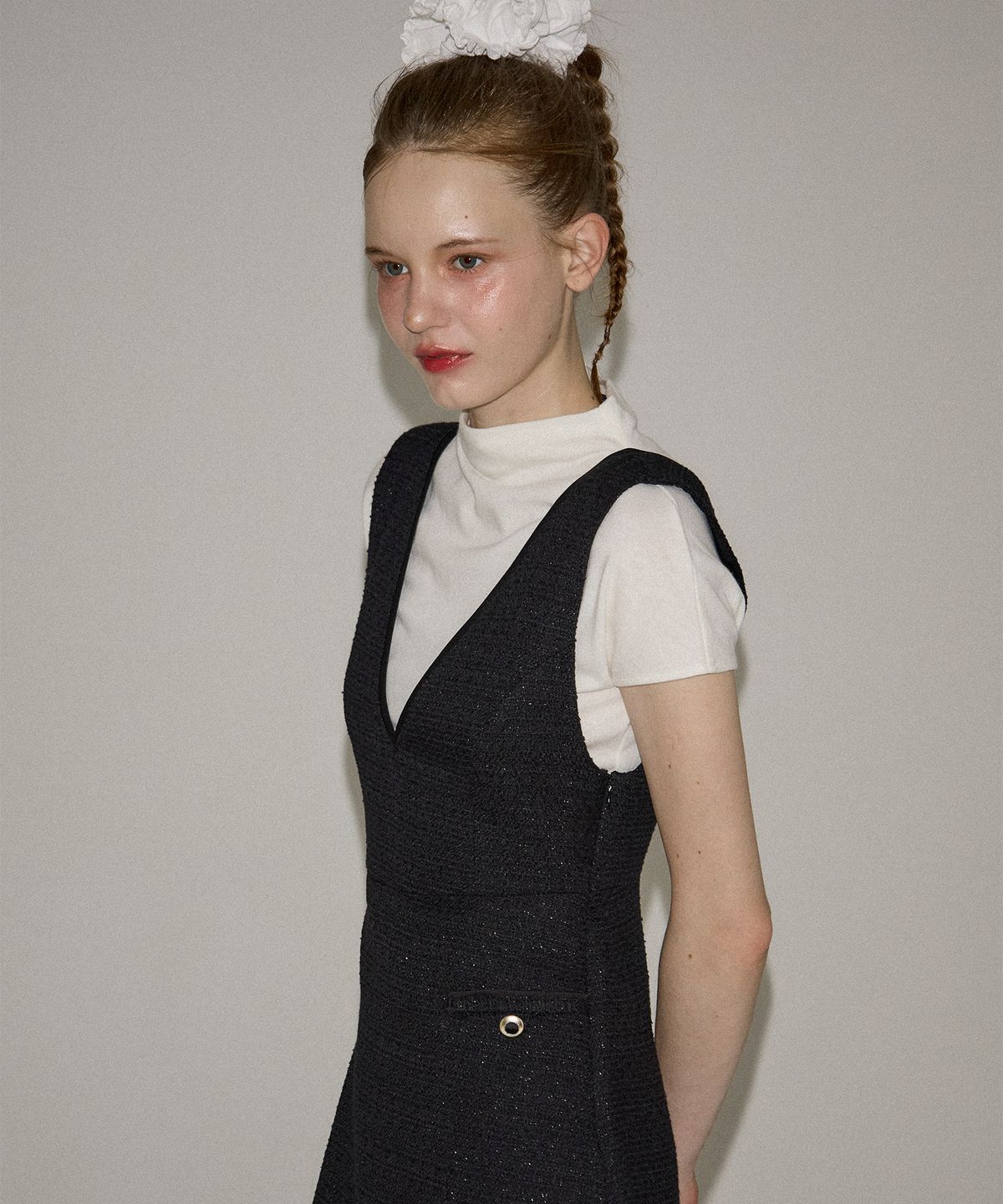 살롱 드 욘(SALON DE YOHN) Bella Tweed Mini Dress_ Black