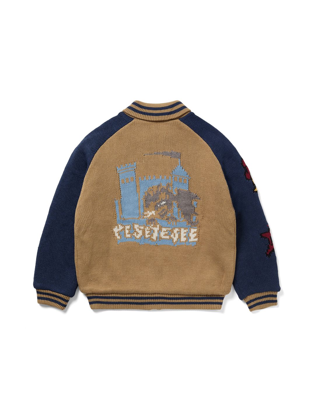 MUSINSA | YESEYESEE Raglan Knit Varsity Jacket Beige