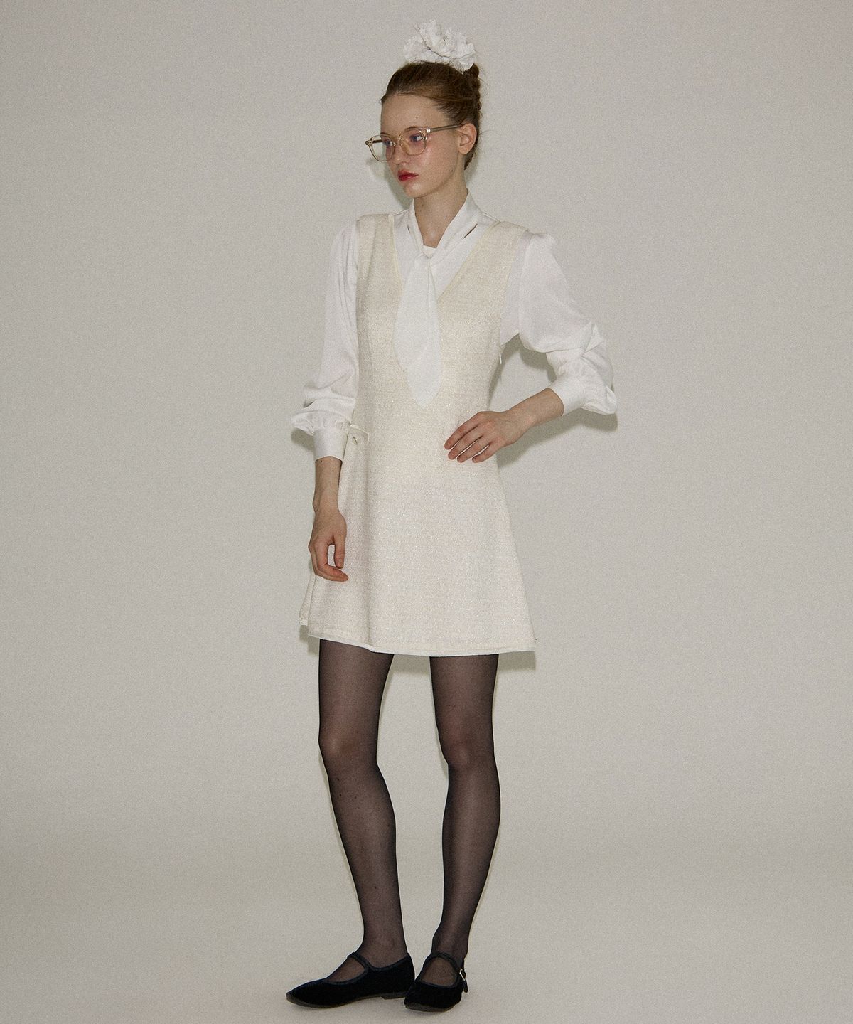 살롱 드 욘(SALON DE YOHN) Bella Tweed Mini Dress_ Ivory